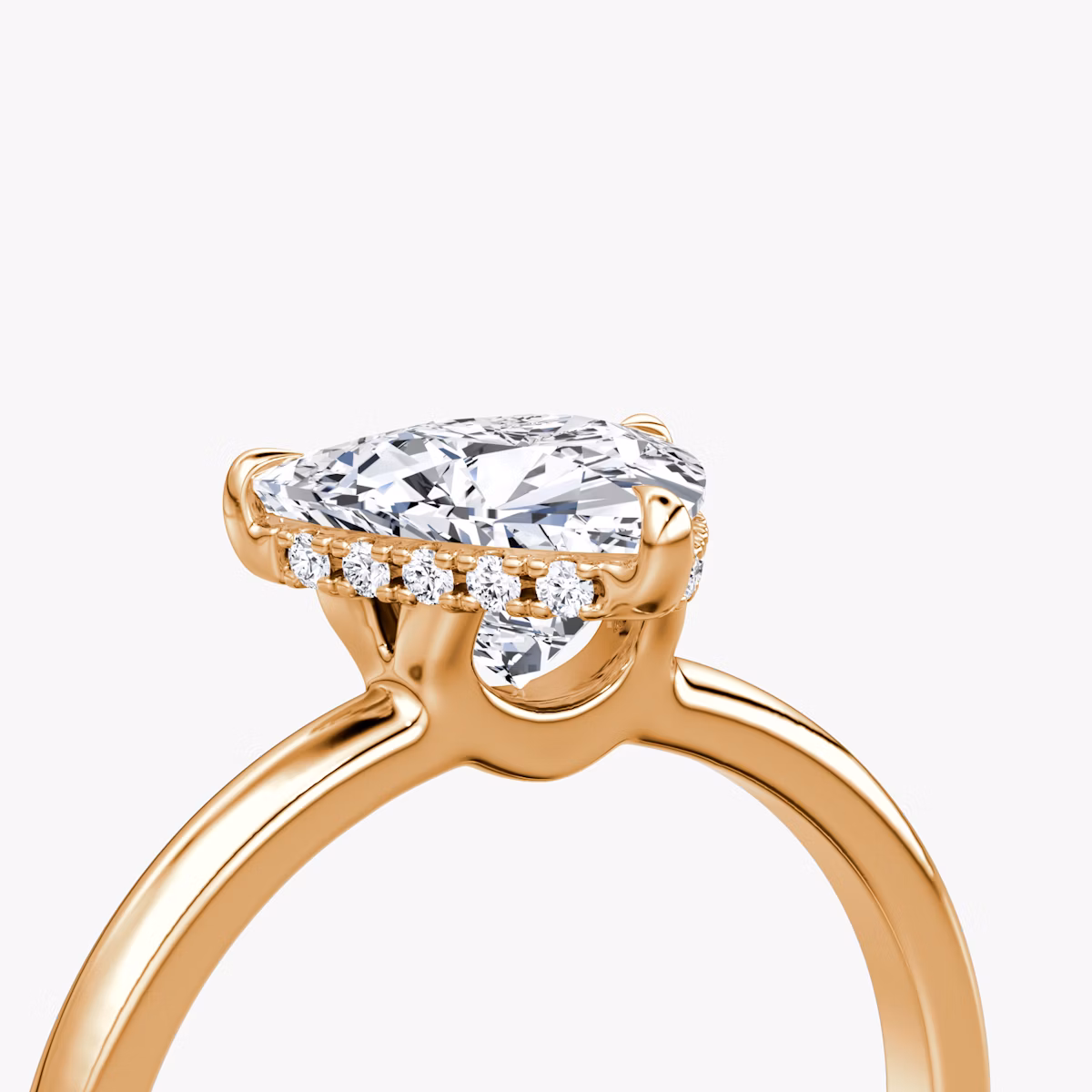 The Signature | Trillion | 14k | Rose Gold | bandAccent: Plain | bandWidth: large | hiddenHalo: yes | diamondOrientation: vertical | caratWeight: other