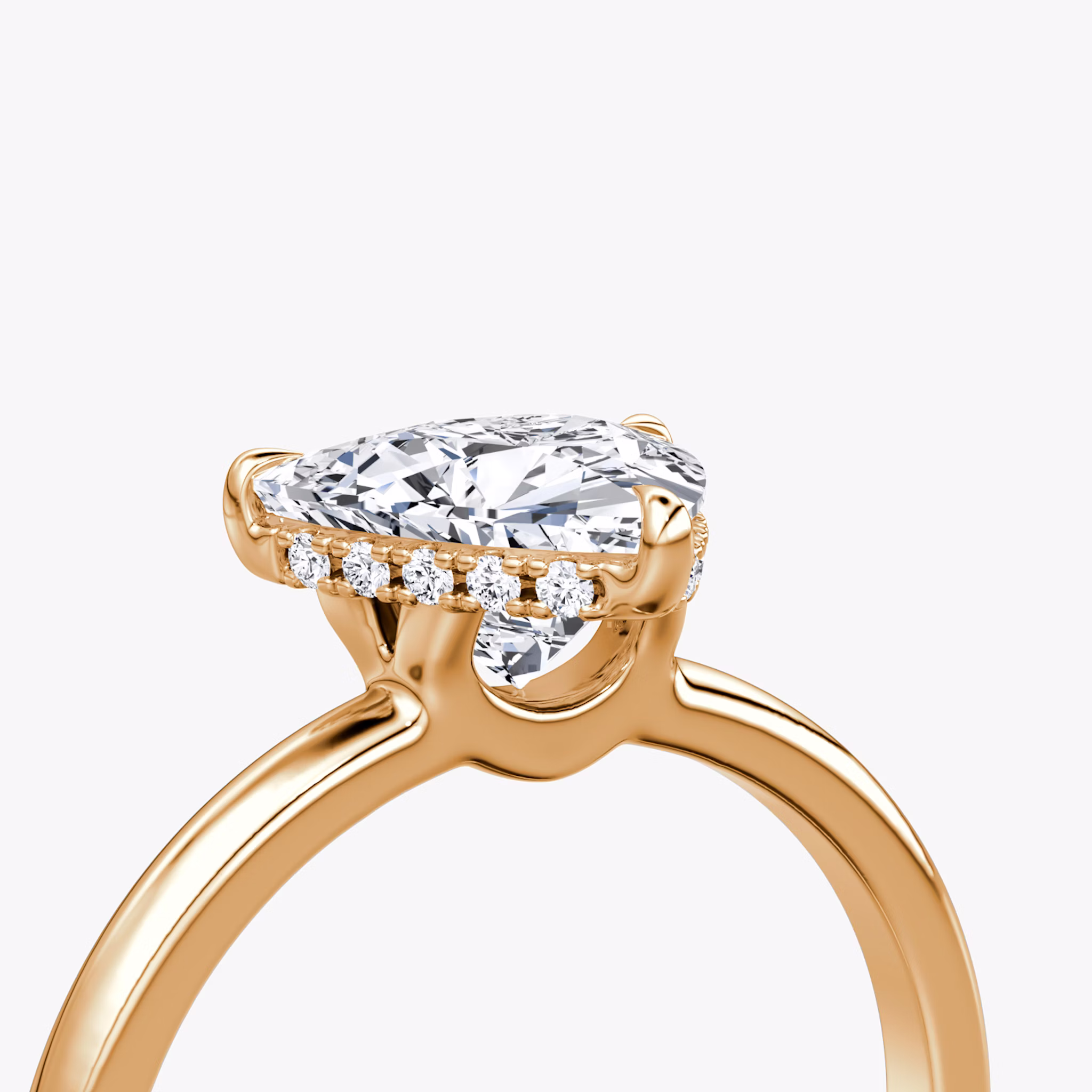 The Signature | Trillion | 14k | Rose Gold | bandAccent: Plain | bandWidth: large | hiddenHalo: yes | diamondOrientation: vertical | caratWeight: other