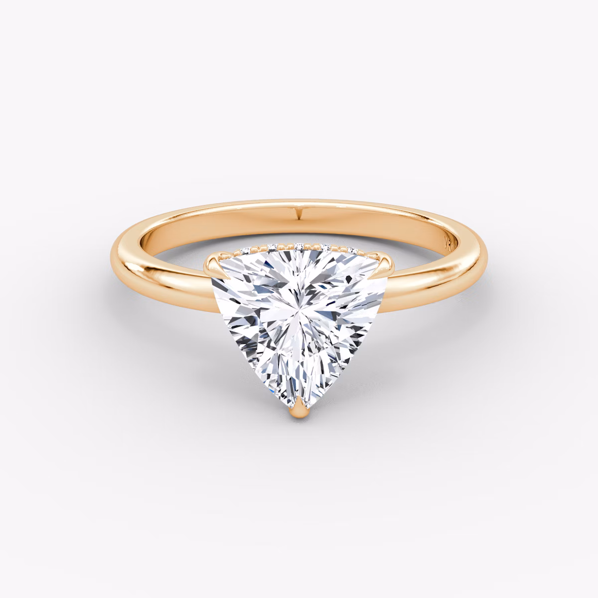 The Signature | Trillion | 14k | Rose Gold | bandAccent: Plain | bandWidth: large | hiddenHalo: yes | diamondOrientation: vertical | caratWeight: other