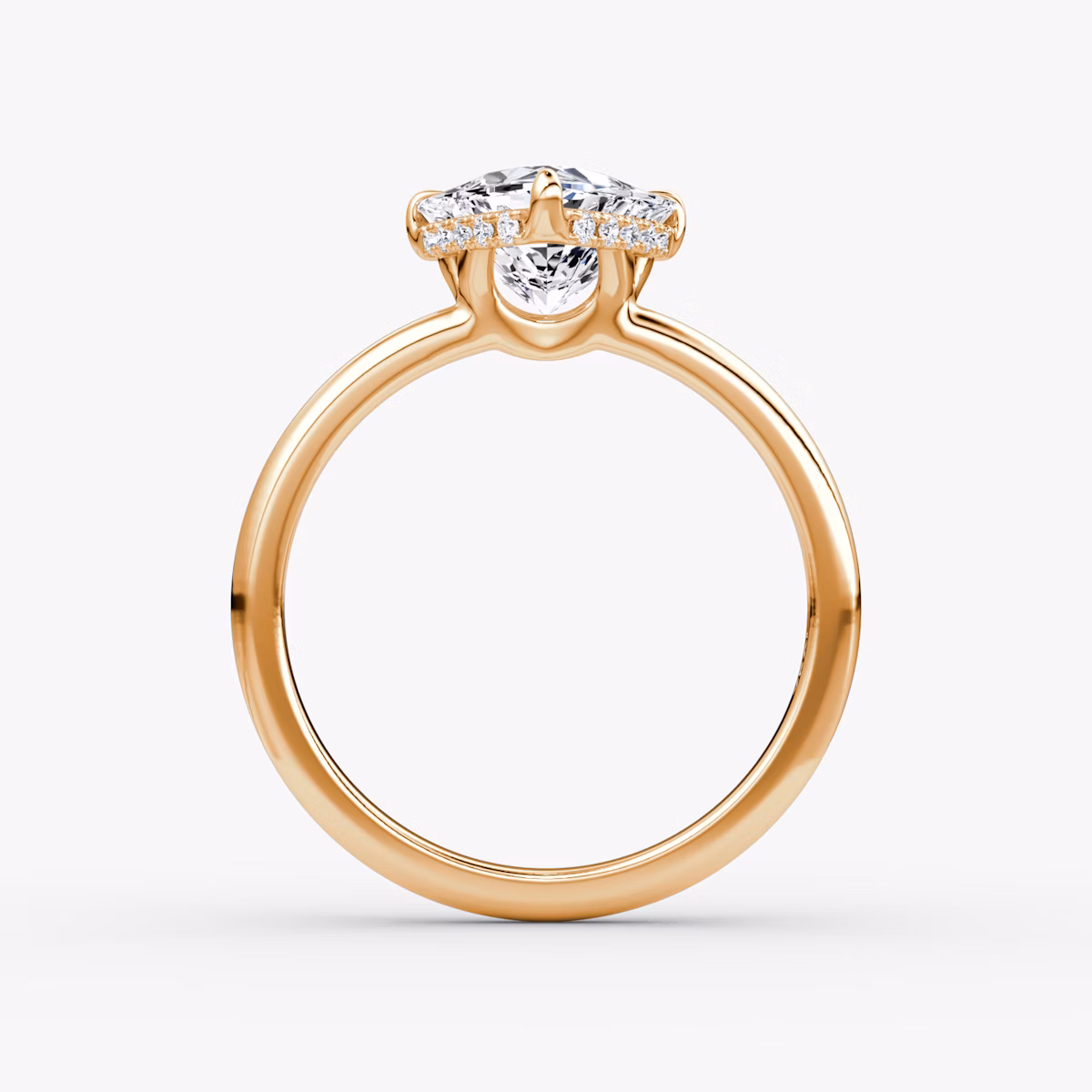 The Signature | Trillion | 14k | Rose Gold | bandAccent: Plain | bandWidth: large | hiddenHalo: yes | diamondOrientation: vertical | caratWeight: other