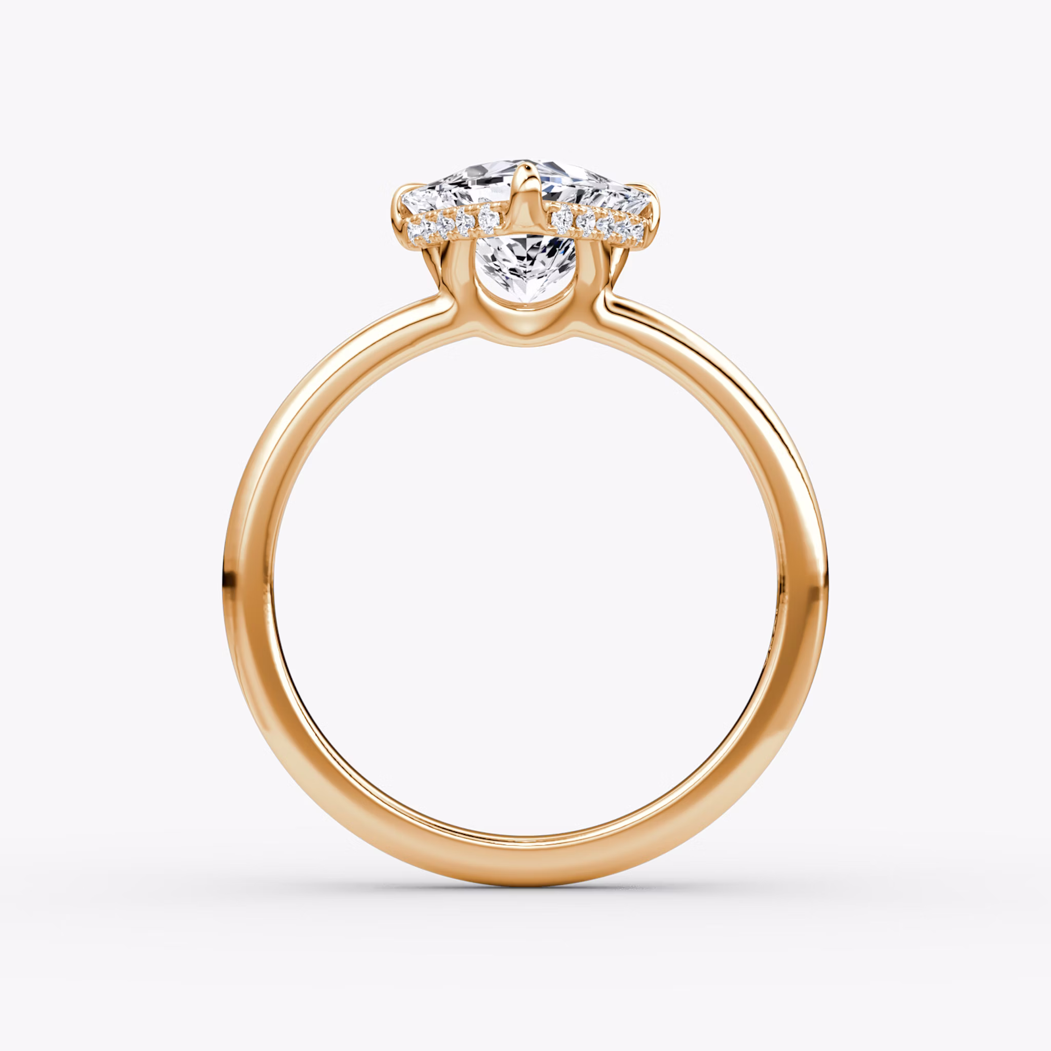 The Signature | Trillion | 14k | Rose Gold | bandAccent: Plain | bandWidth: large | hiddenHalo: yes | diamondOrientation: vertical | caratWeight: other