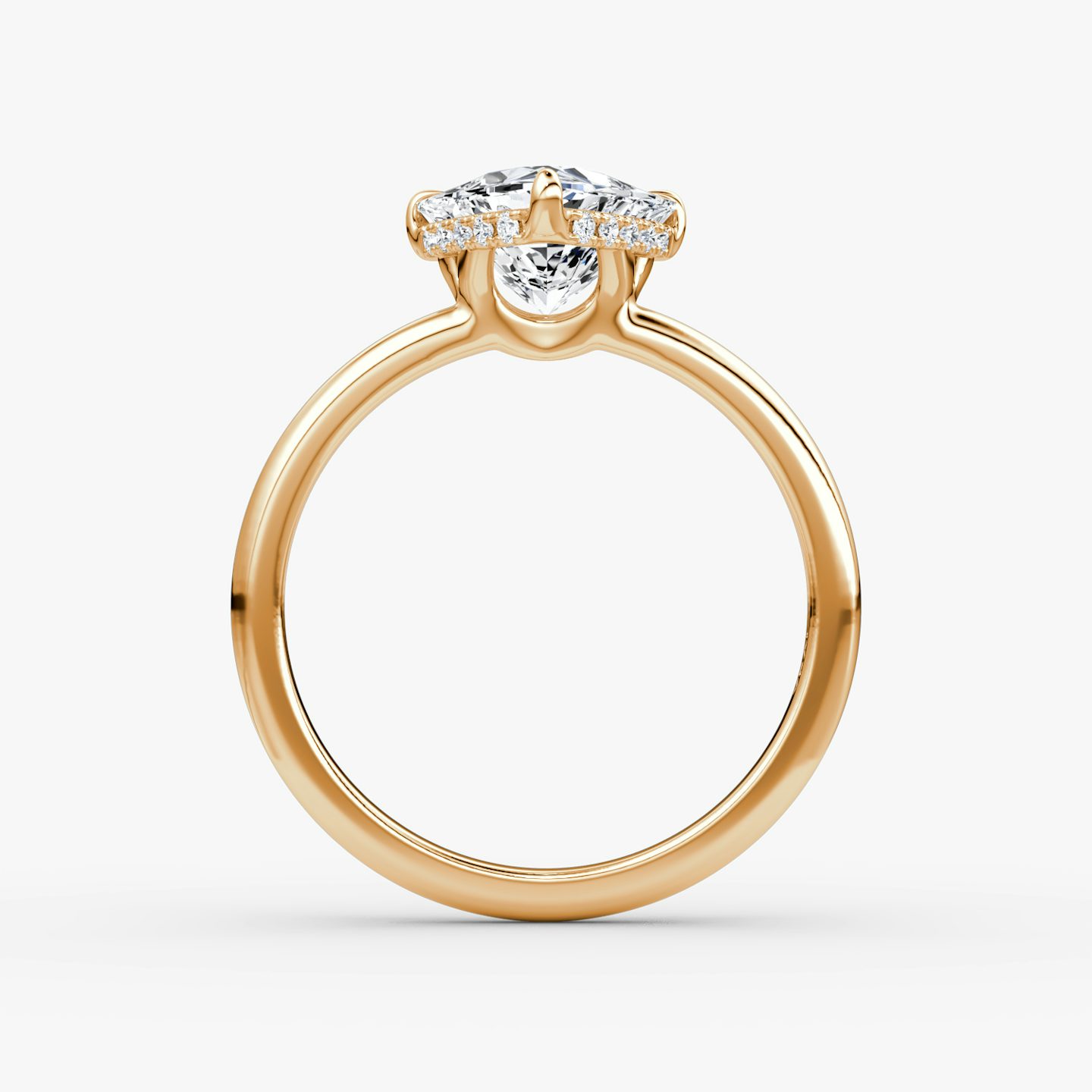 The Signature | Trillion | 14k | Rose Gold | bandAccent: Plain | bandWidth: large | hiddenHalo: yes | diamondOrientation: vertical | caratWeight: other