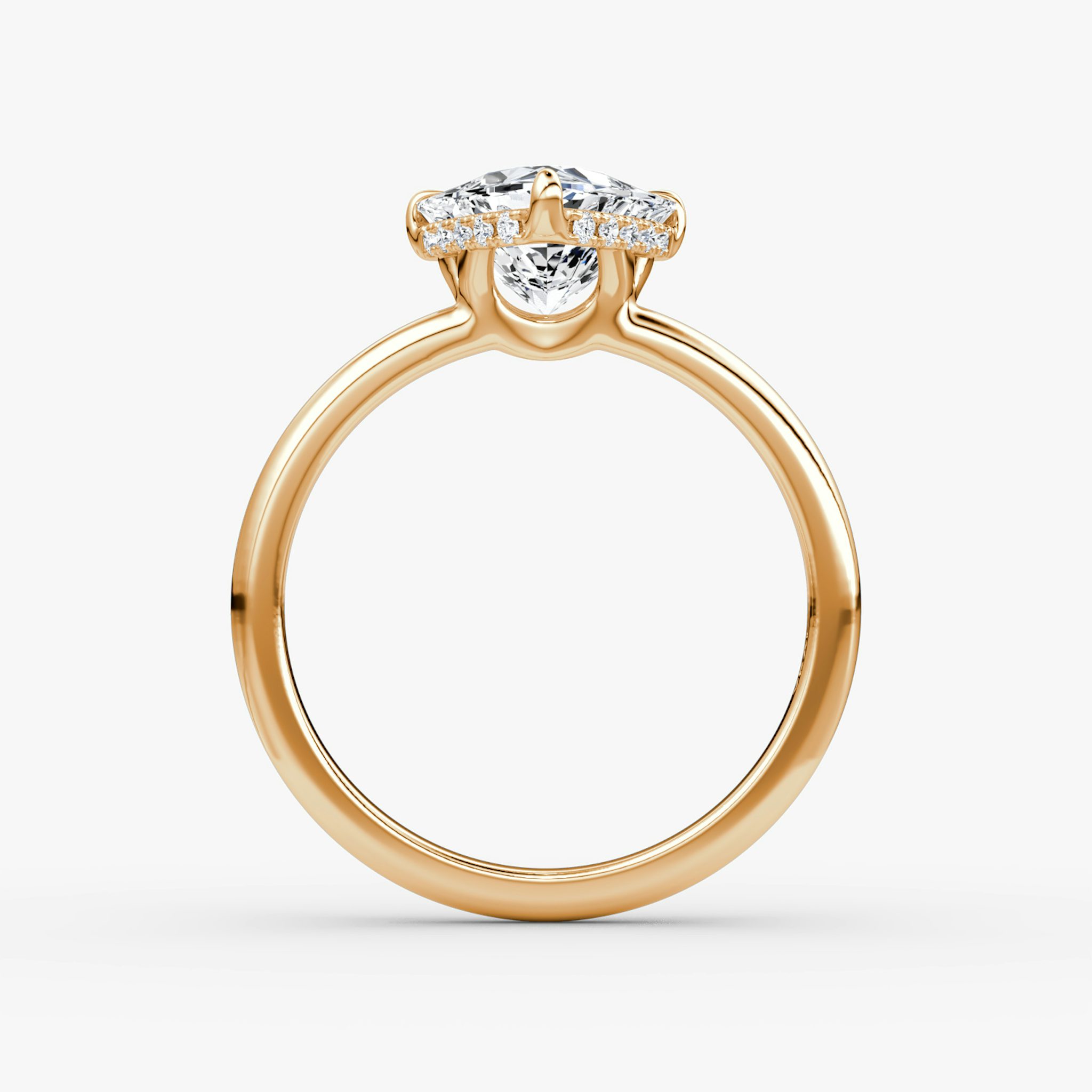 The Signature | Trillion | 14k | Rose Gold | bandAccent: Plain | bandWidth: large | hiddenHalo: yes | diamondOrientation: vertical | caratWeight: other