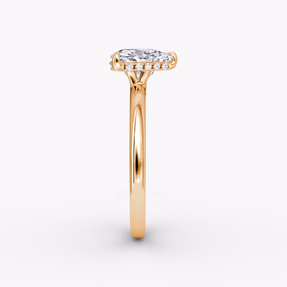 The Signature | Trillion | 14k | Rose Gold | bandAccent: Plain | bandWidth: large | hiddenHalo: yes | diamondOrientation: vertical | caratWeight: other