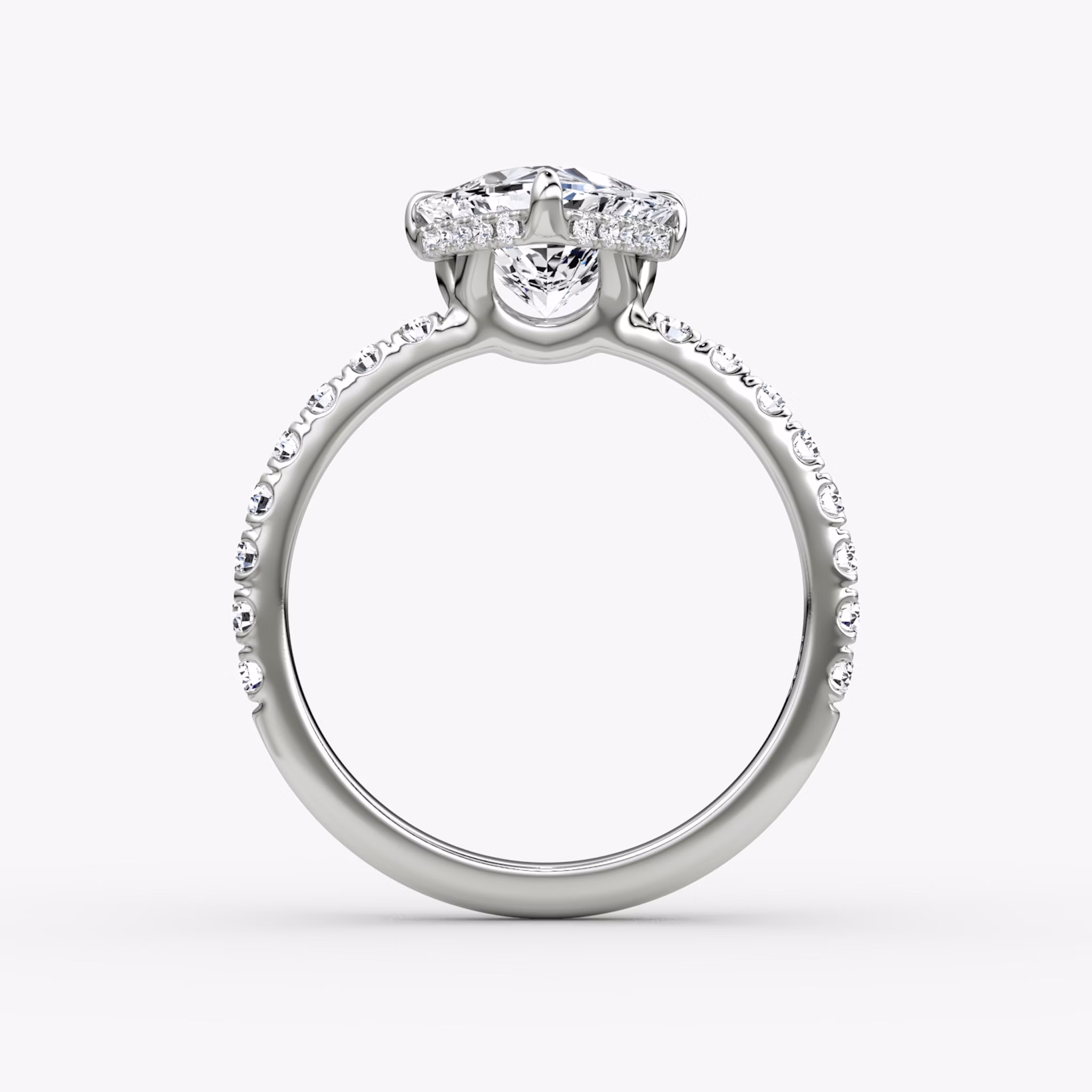 The Signature | Trillion | 18k | White Gold | bandAccent: Pavé | bandWidth: large | hiddenHalo: yes | diamondOrientation: vertical | caratWeight: other