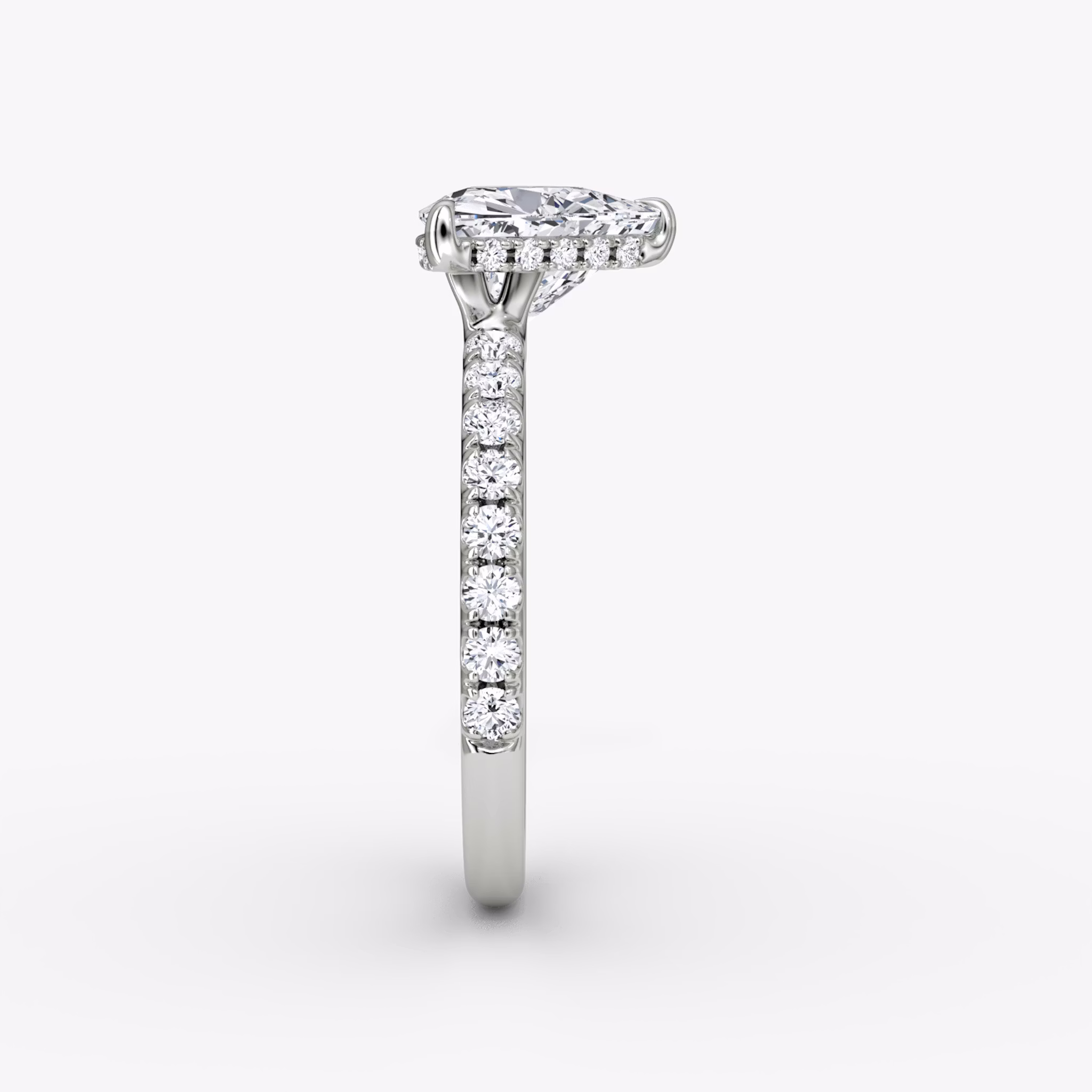 The Signature | Trillion | 18k | White Gold | bandAccent: Pavé | bandWidth: large | hiddenHalo: yes | diamondOrientation: vertical | caratWeight: other
