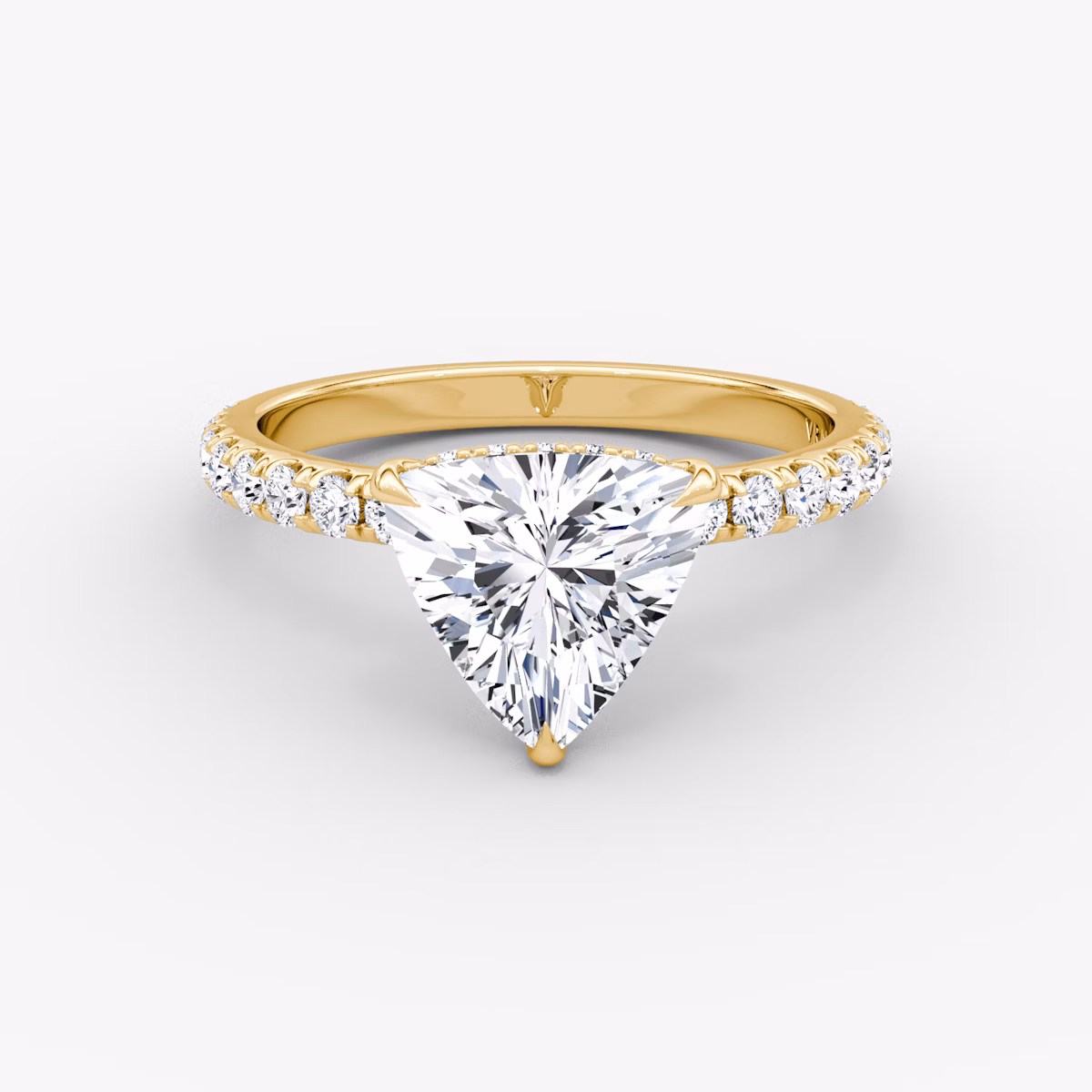 The Signature | Trillion | 18k | Yellow Gold | bandAccent: Pavé | bandWidth: large | hiddenHalo: yes | diamondOrientation: vertical | caratWeight: other