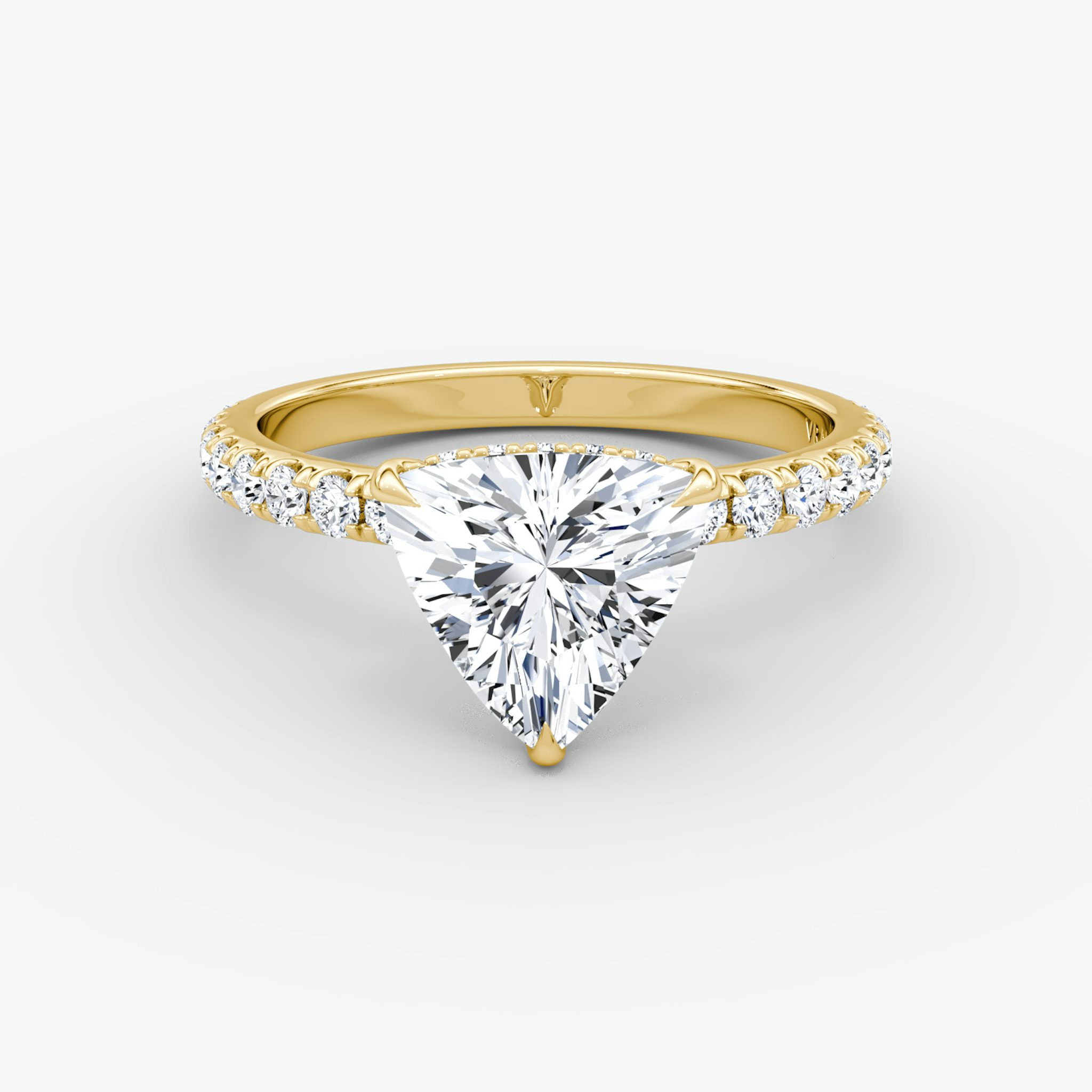 The Signature | Trillion | 18k | Yellow Gold | bandAccent: Pavé | bandWidth: large | hiddenHalo: yes | diamondOrientation: vertical | caratWeight: other