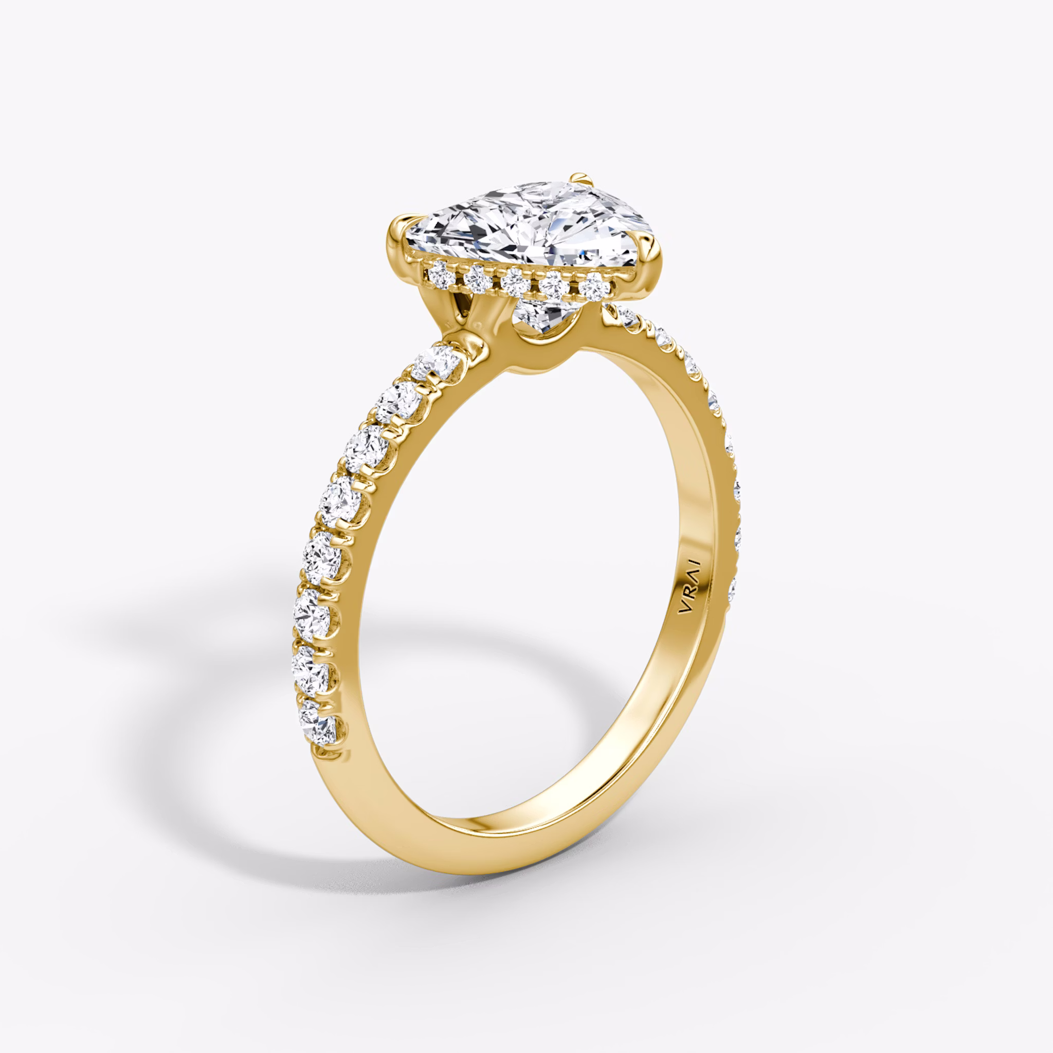 The Signature | Trillion | 18k | Yellow Gold | bandAccent: Pavé | bandWidth: large | hiddenHalo: yes | diamondOrientation: vertical | caratWeight: other