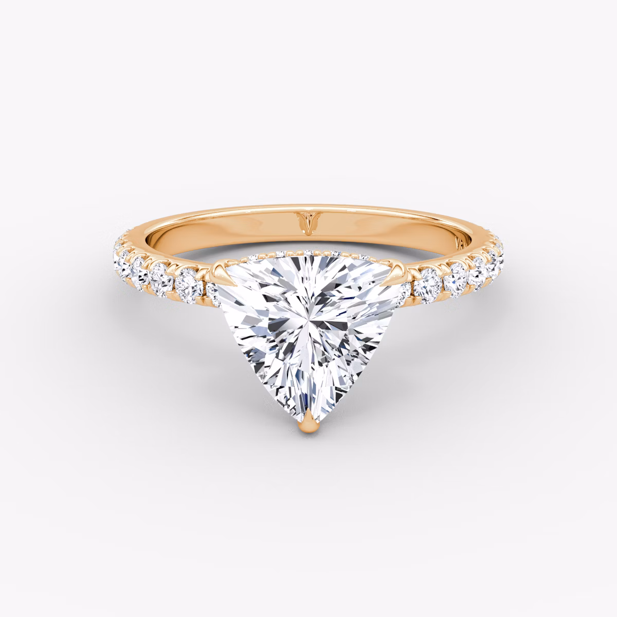 The Signature | Trillion | 14k | Rose Gold | bandAccent: Pavé | bandWidth: large | hiddenHalo: yes | diamondOrientation: horizontal | caratWeight: other