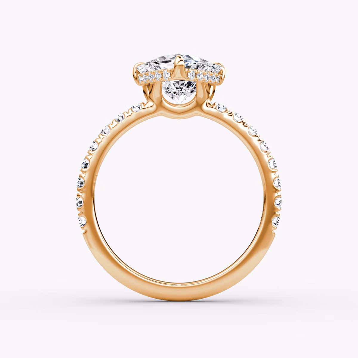 The Signature | Trillion | 14k | Rose Gold | bandAccent: Pavé | bandWidth: large | hiddenHalo: yes | diamondOrientation: horizontal | caratWeight: other