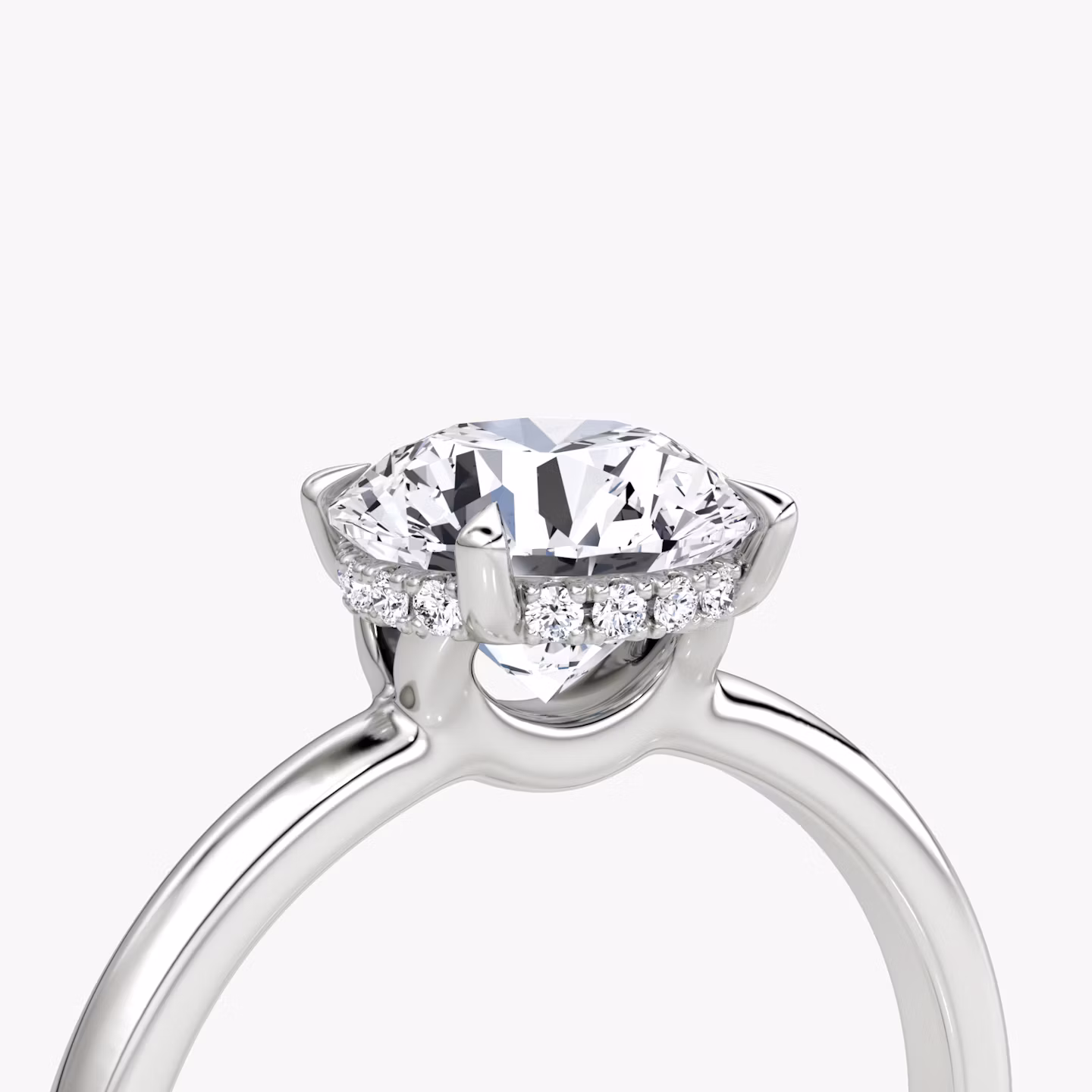 The Signature | Round Brilliant | 18k | White Gold | bandAccent: Plain | bandWidth: large | caratWeight: 1.5ct | hiddenHalo: yes | diamondOrientation: vertical