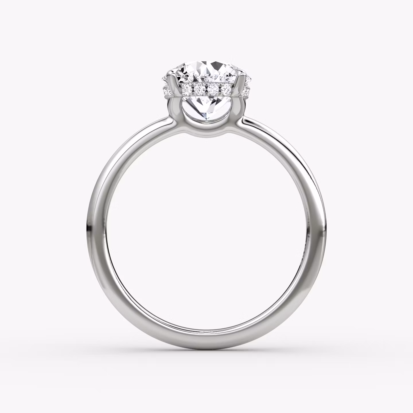 The Signature | Round Brilliant | 18k | White Gold | bandAccent: Plain | bandWidth: large | caratWeight: 1.5ct | hiddenHalo: yes | diamondOrientation: vertical