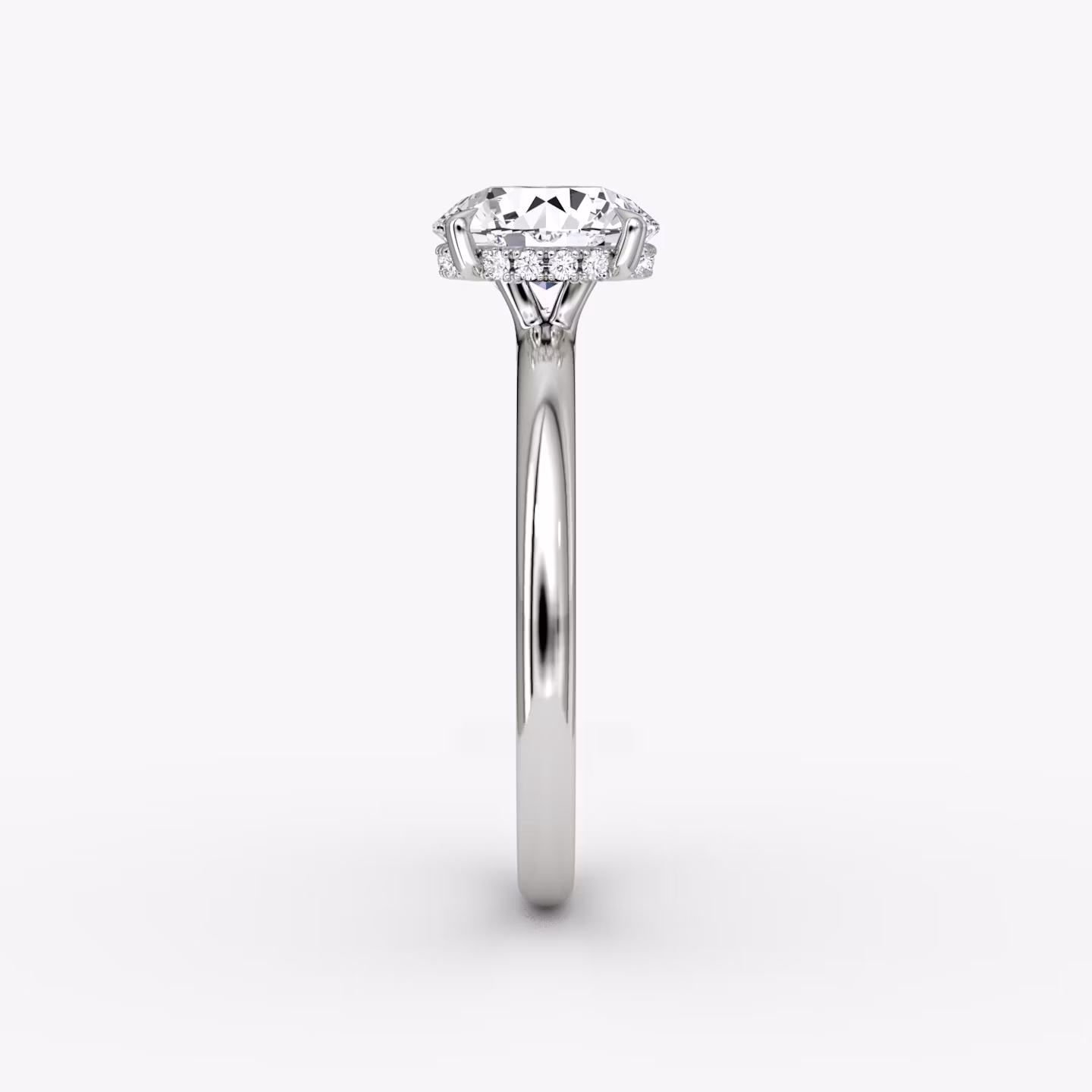The Signature | Round Brilliant | 18k | White Gold | bandAccent: Plain | bandWidth: large | caratWeight: 1.5ct | hiddenHalo: yes | diamondOrientation: vertical