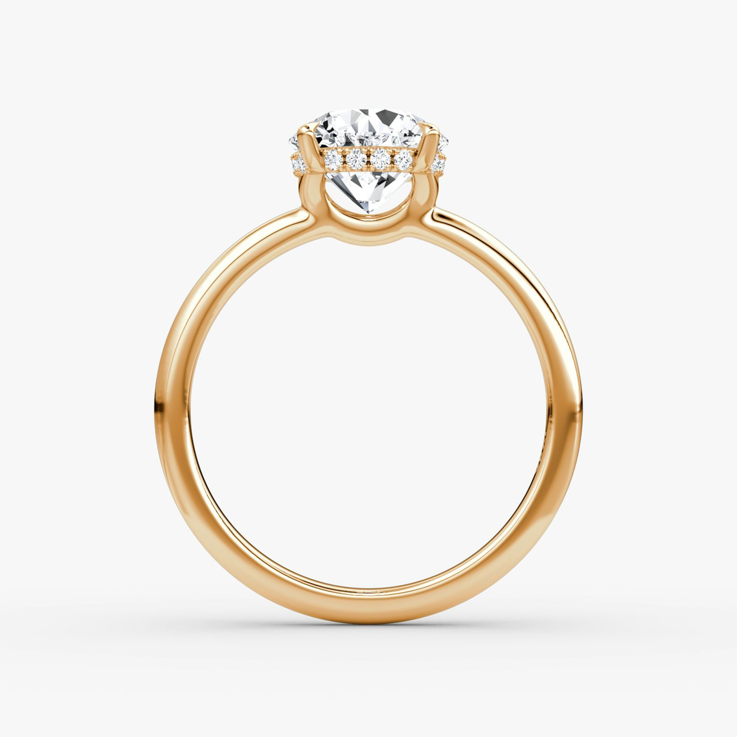 The Signature | Round Brilliant | 14k | Rose Gold | bandAccent: Plain | bandWidth: large | caratWeight: 2.0ct | hiddenHalo: yes | diamondOrientation: vertical