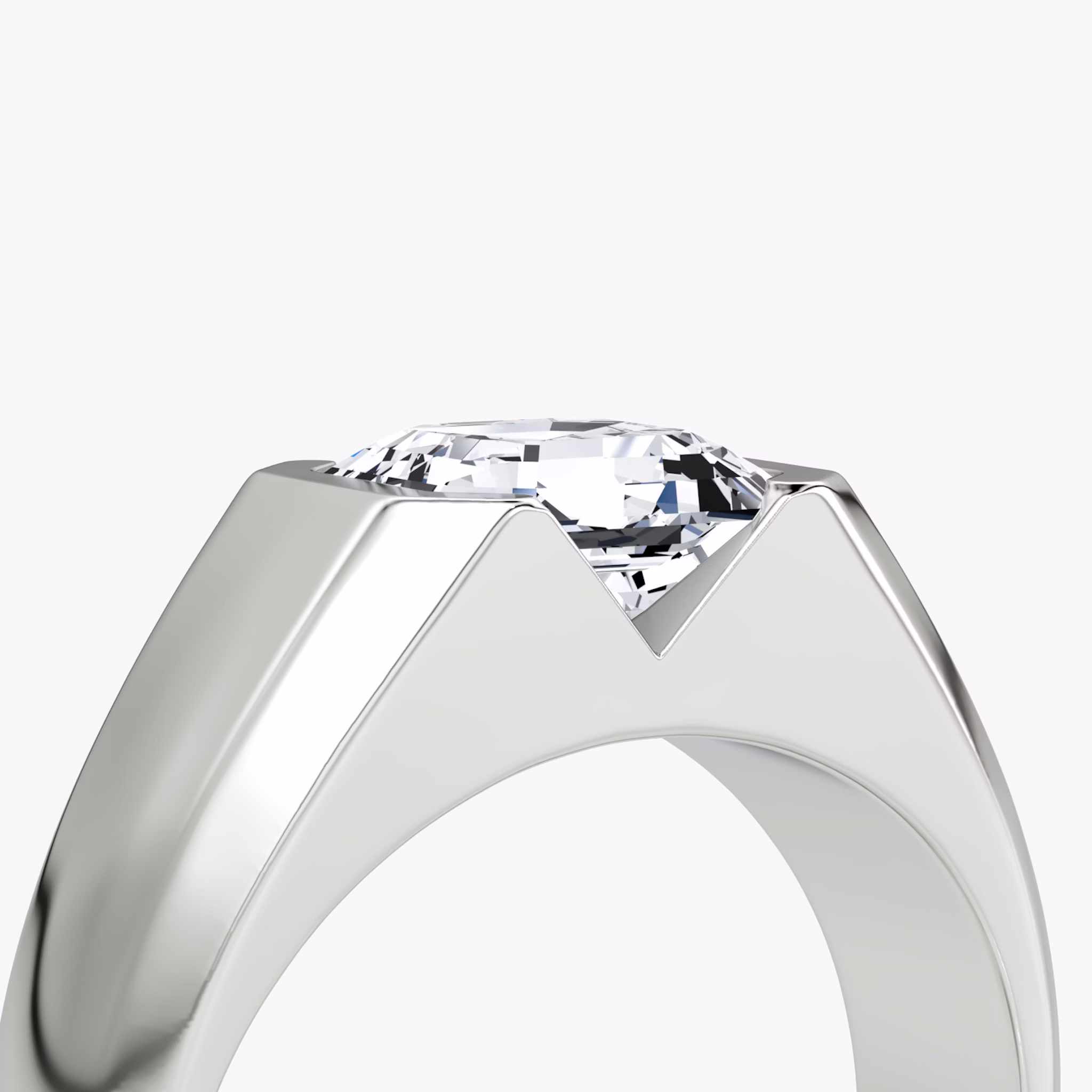 The Statement Signet | Asscher | 18k | White Gold | bandAccent: Plain | diamondOrientation: vertical | caratWeight: other