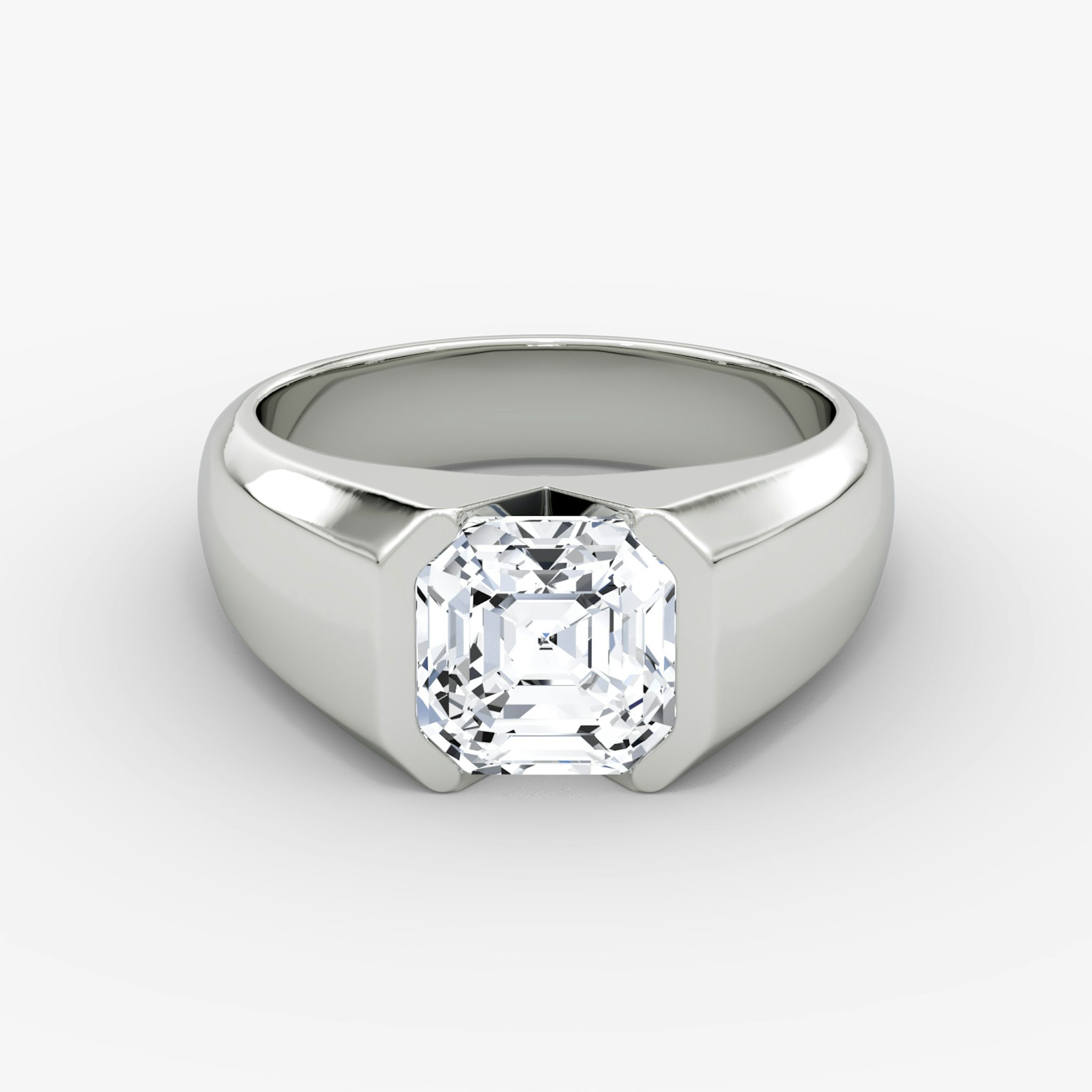 The Statement Signet | Asscher | 18k | White Gold | bandAccent: Plain | diamondOrientation: vertical | caratWeight: other