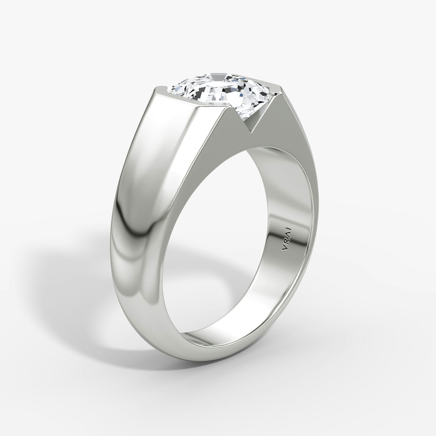 The Statement Signet | Asscher | 18k | White Gold | bandAccent: Plain | diamondOrientation: vertical | caratWeight: other