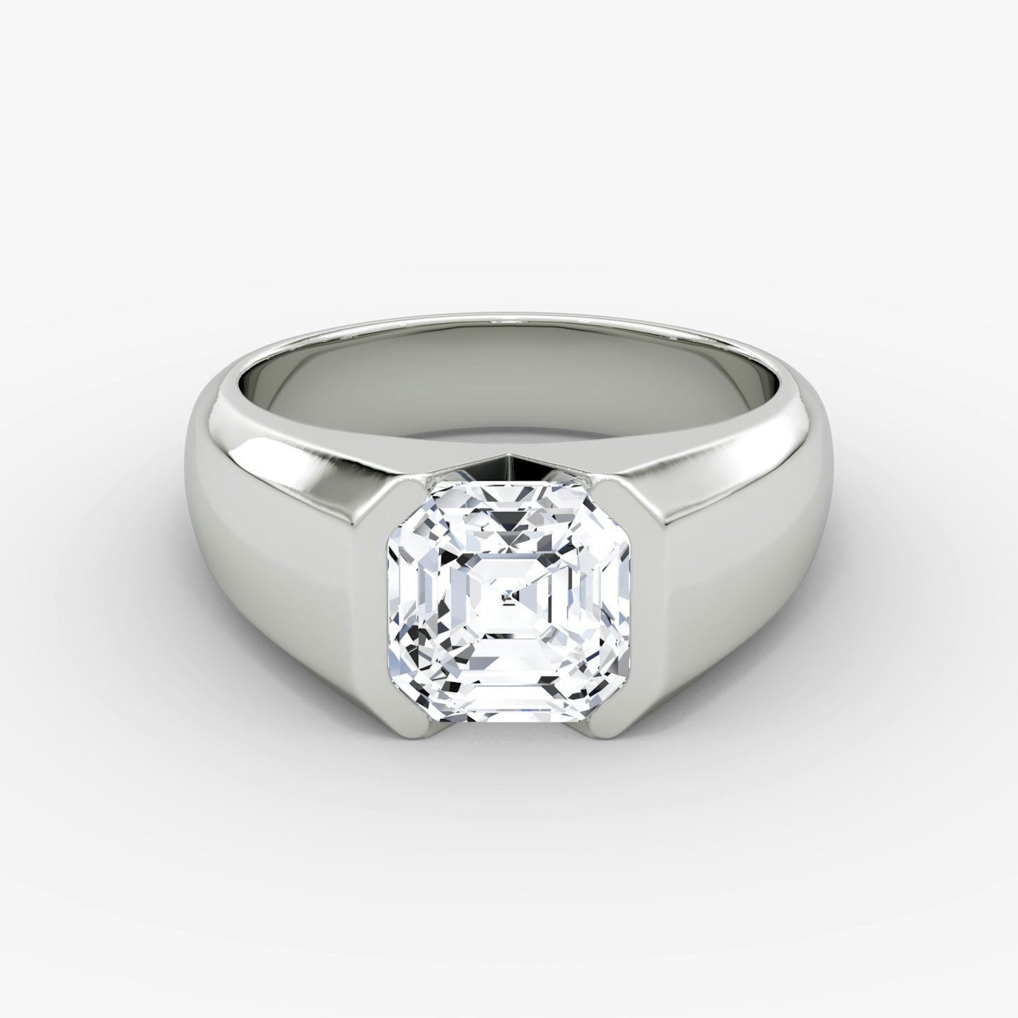 The Statement Signet | Asscher | Platinum | bandAccent: Plain | diamondOrientation: vertical | caratWeight: other