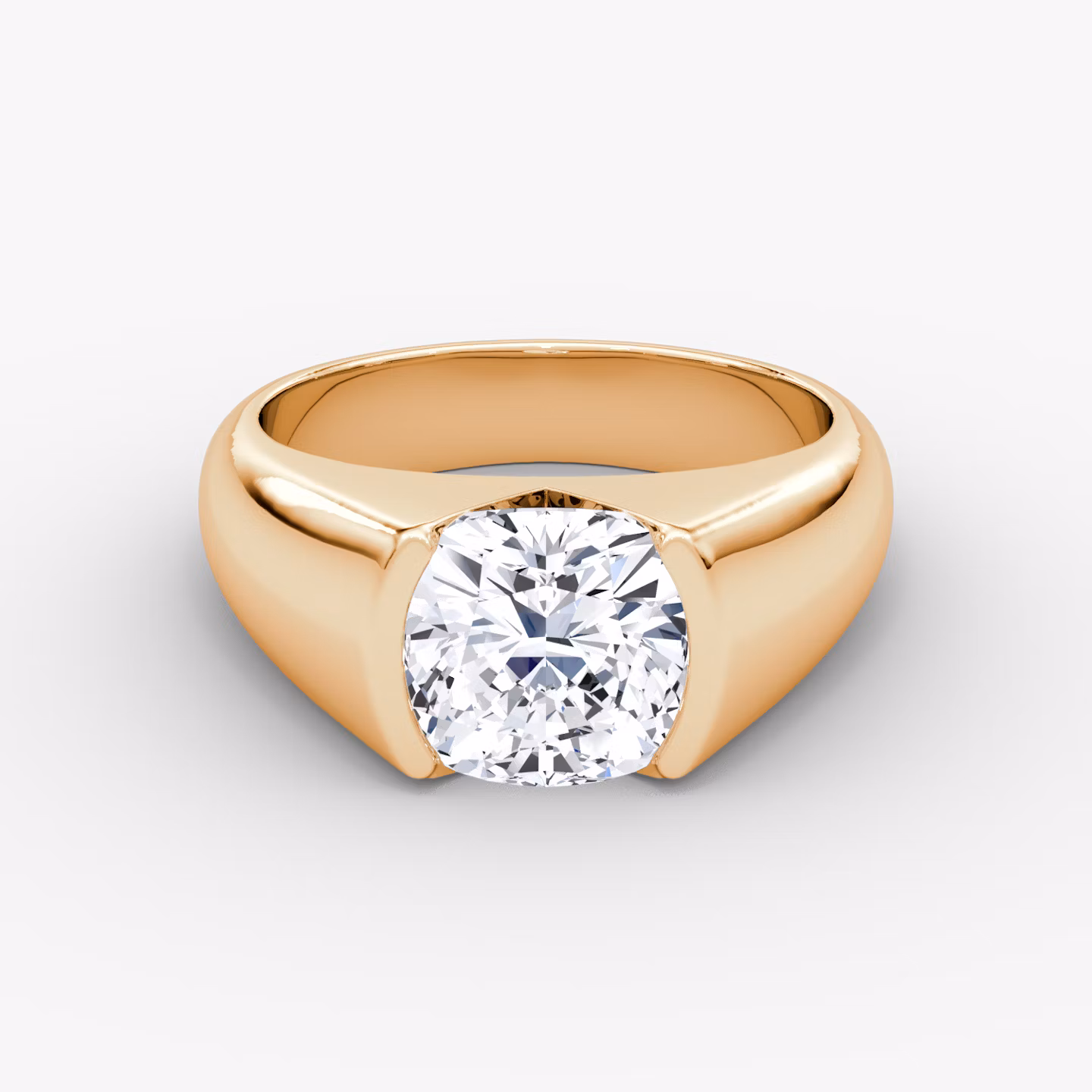 The Statement Signet | Cushion | 14k | Rose Gold | bandAccent: Plain | diamondOrientation: vertical | caratWeight: other