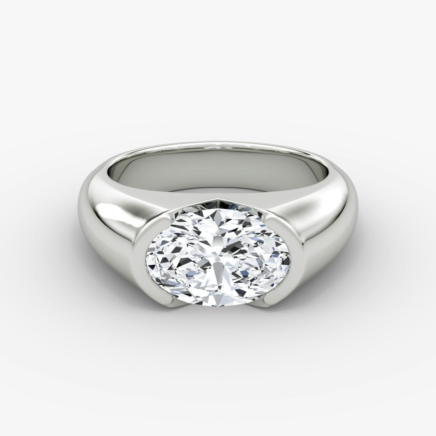 The Statement Signet | Oval | 18k | White Gold | bandAccent: Plain | diamondOrientation: vertical | caratWeight: other
