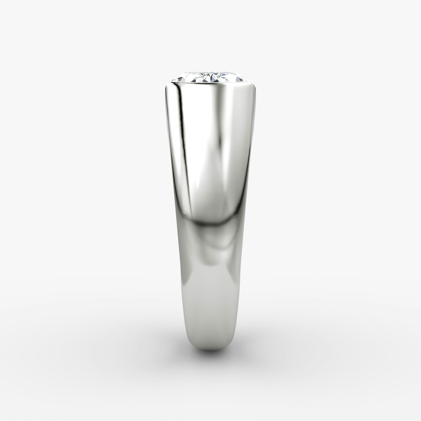 The Statement Signet | Oval | 18k | White Gold | bandAccent: Plain | diamondOrientation: vertical | caratWeight: other