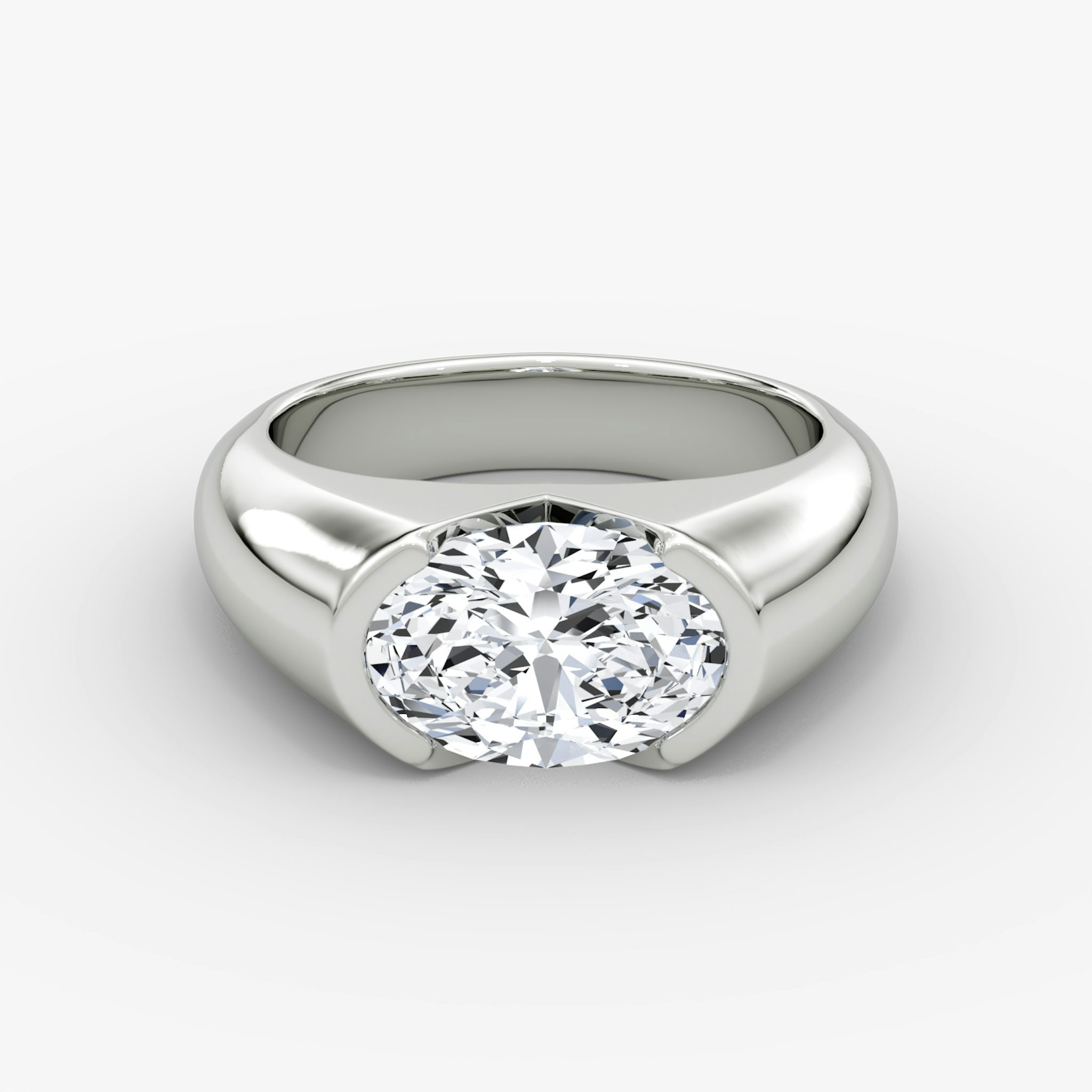 The Statement Signet | Oval | Platinum | bandAccent: Plain | diamondOrientation: vertical | caratWeight: other