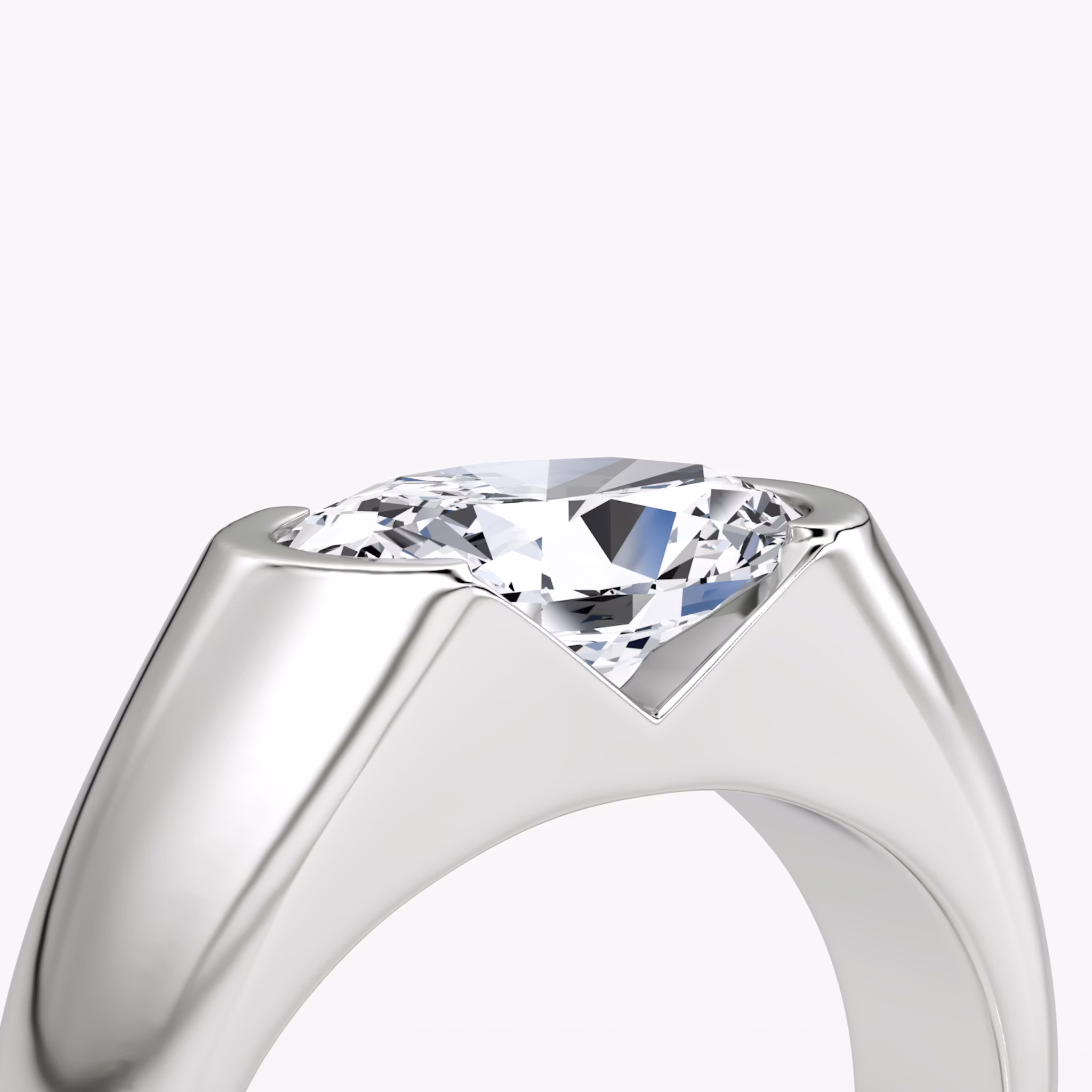 The Statement Signet | Oval | Platinum | bandAccent: Plain | diamondOrientation: vertical | caratWeight: other