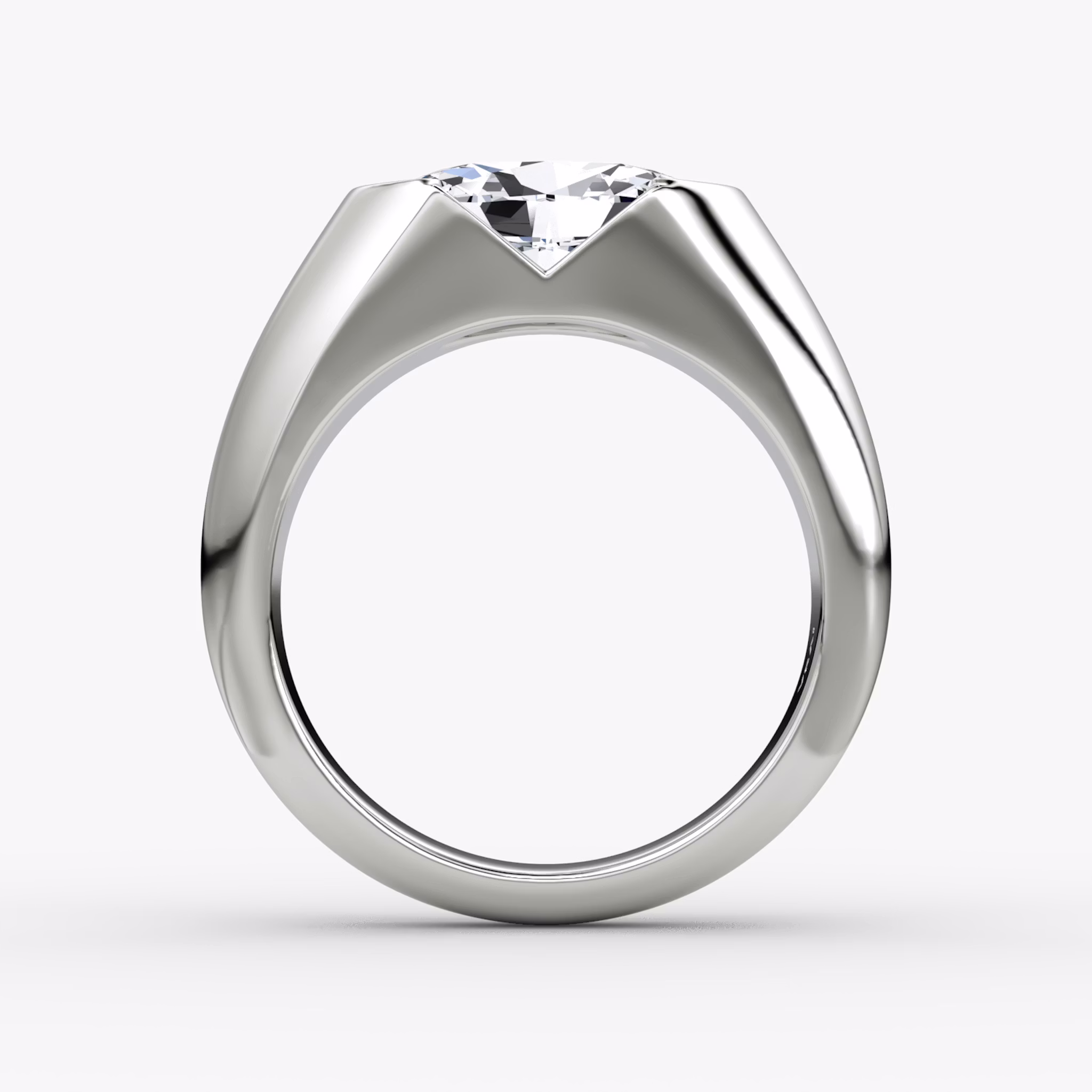 The Statement Signet | Oval | Platinum | bandAccent: Plain | diamondOrientation: vertical | caratWeight: other