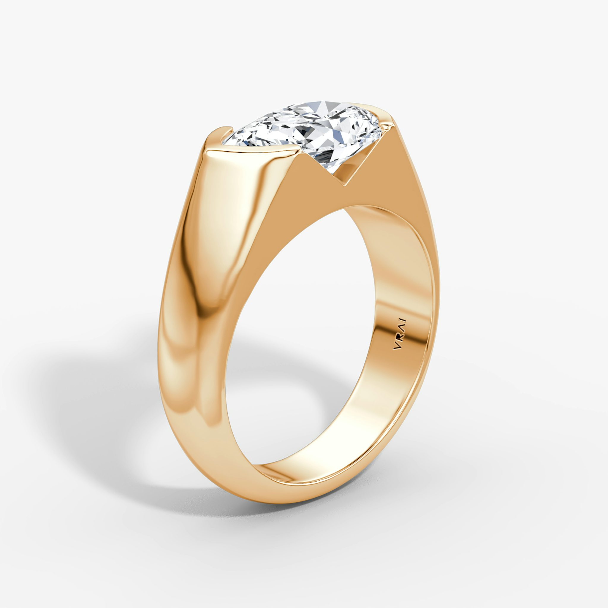 The Statement Signet | Pear | 14k | Rose Gold | bandAccent: Plain | diamondOrientation: vertical | caratWeight: other