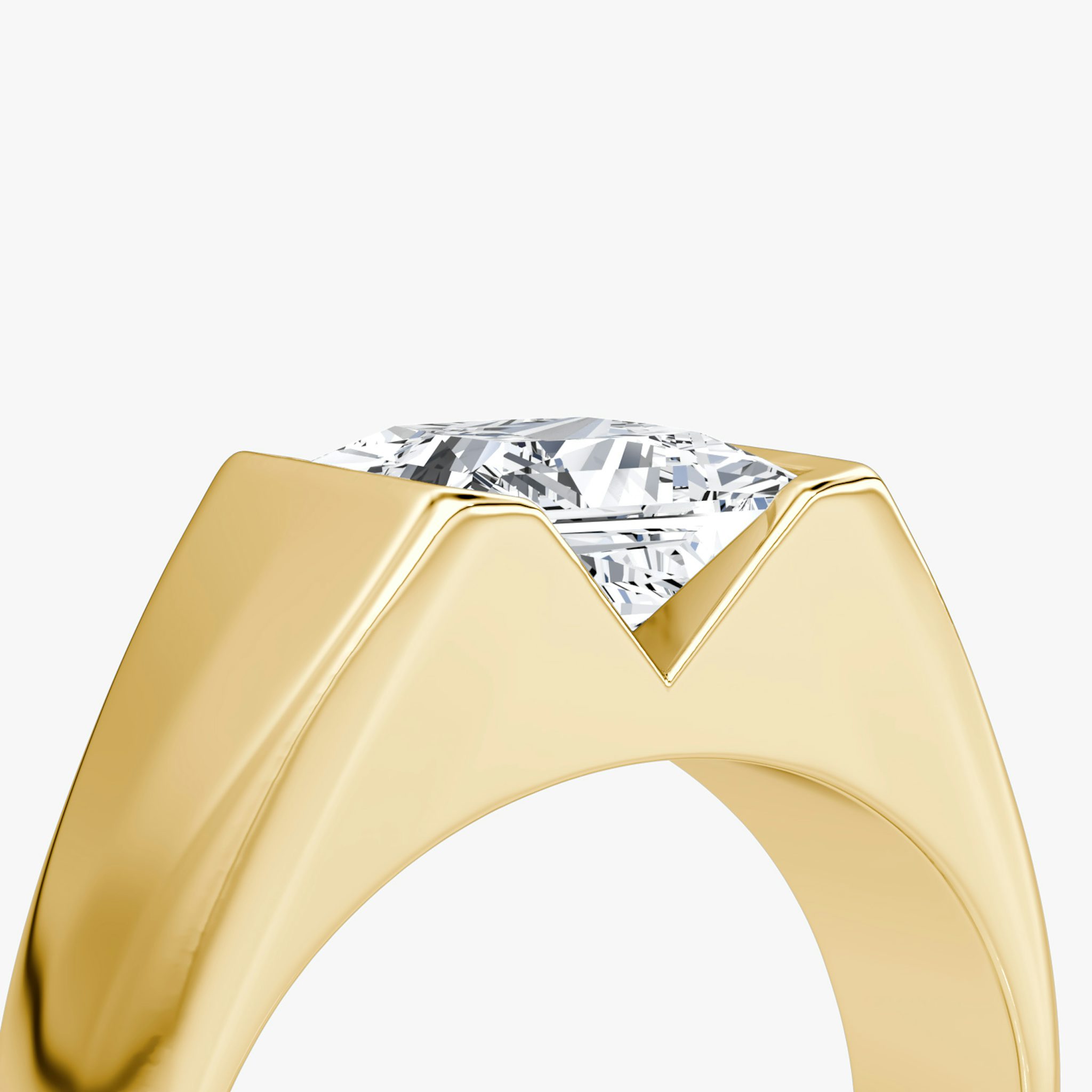 The Statement Signet | Princess | 18k | Yellow Gold | bandAccent: Plain | diamondOrientation: vertical | caratWeight: other