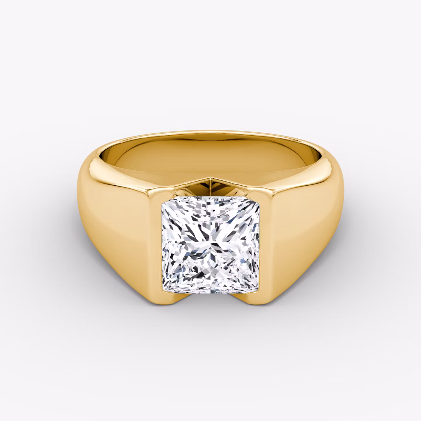 The Statement Signet | Princess | 18k | Yellow Gold | bandAccent: Plain | diamondOrientation: vertical | caratWeight: other