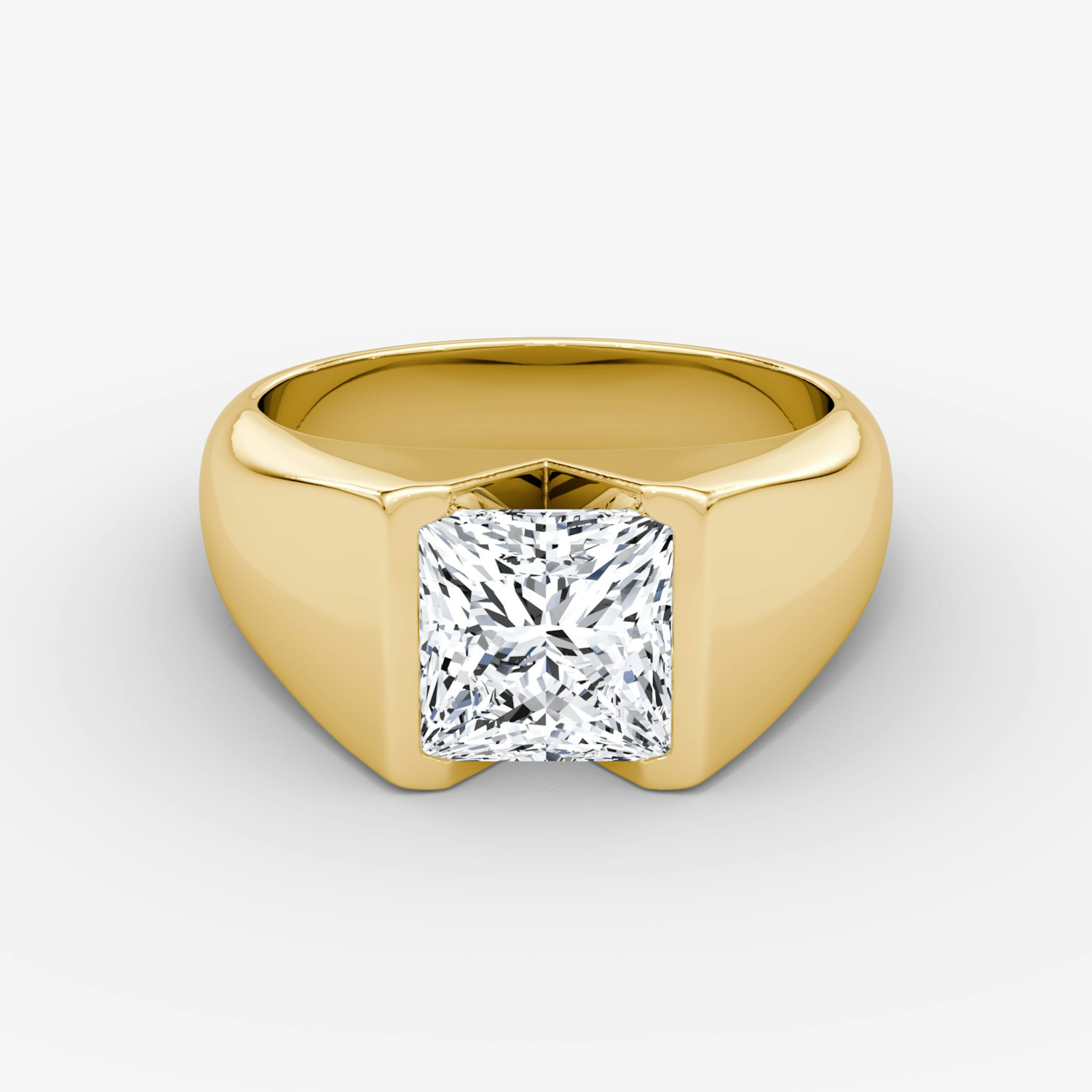 The Statement Signet | Princess | 18k | Yellow Gold | bandAccent: Plain | diamondOrientation: vertical | caratWeight: other