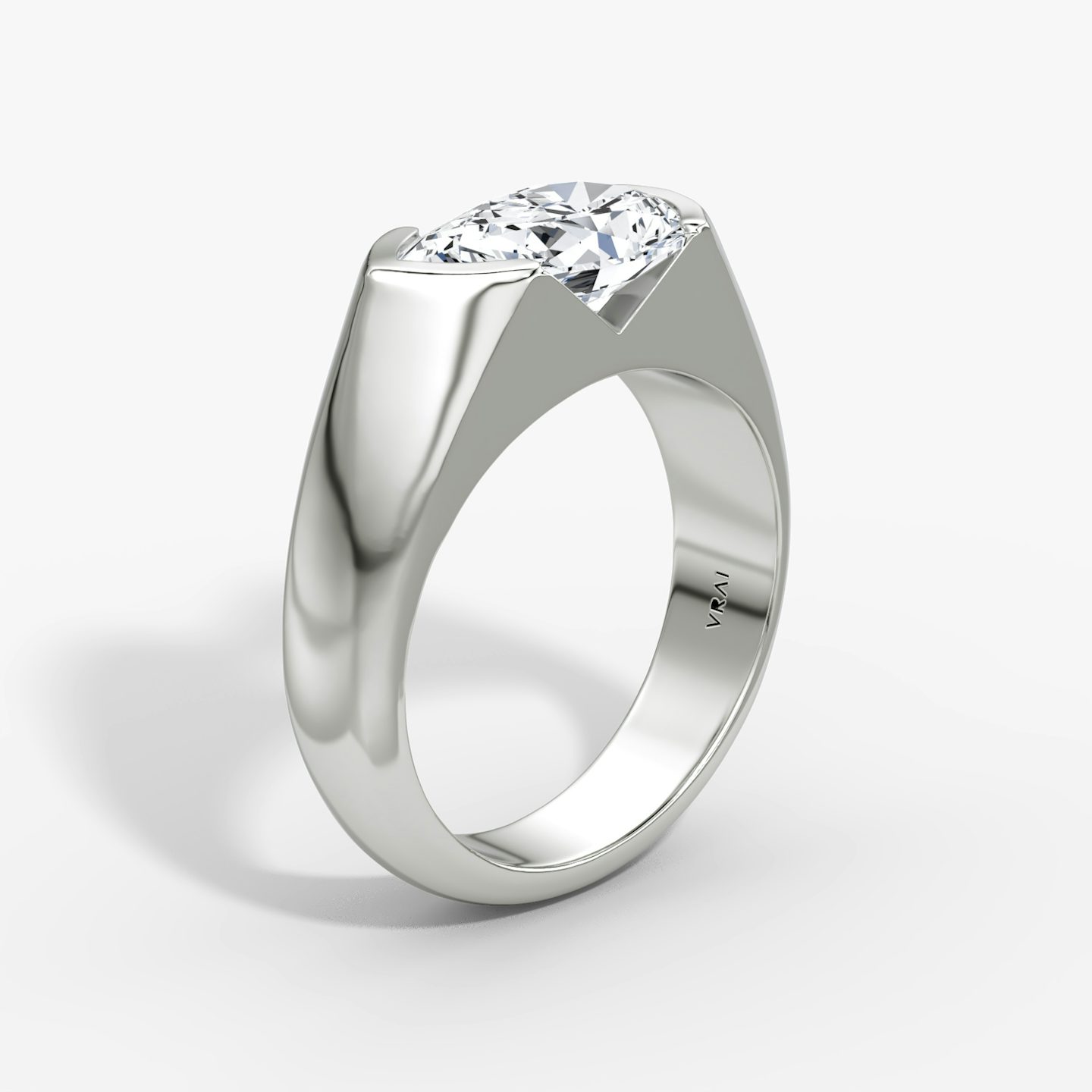 The Statement Signet | Pear | Platinum | bandAccent: Plain | diamondOrientation: vertical | caratWeight: other