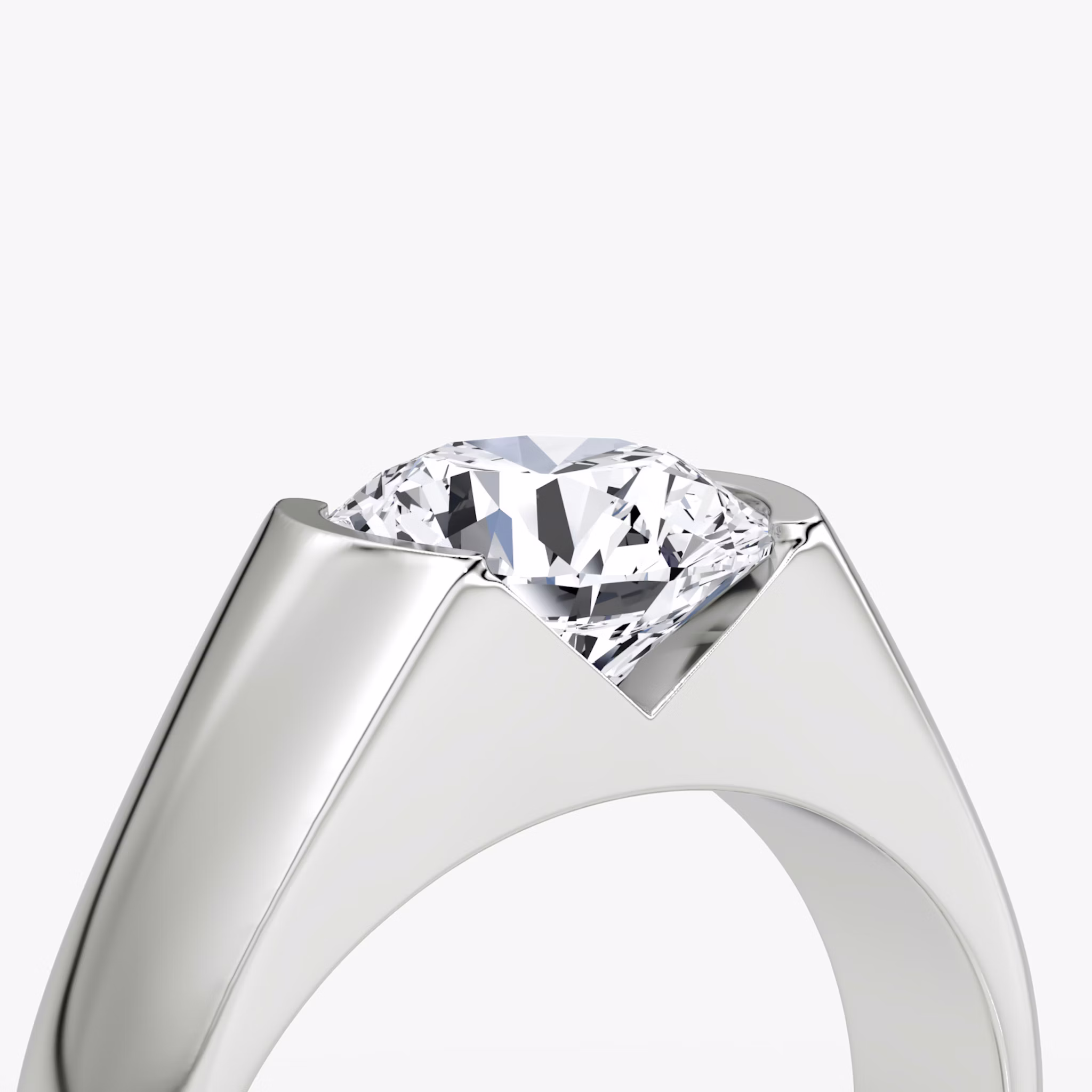 The Statement Signet | Round Brilliant | 18k | White Gold | bandAccent: Plain | caratWeight: other | diamondOrientation: vertical