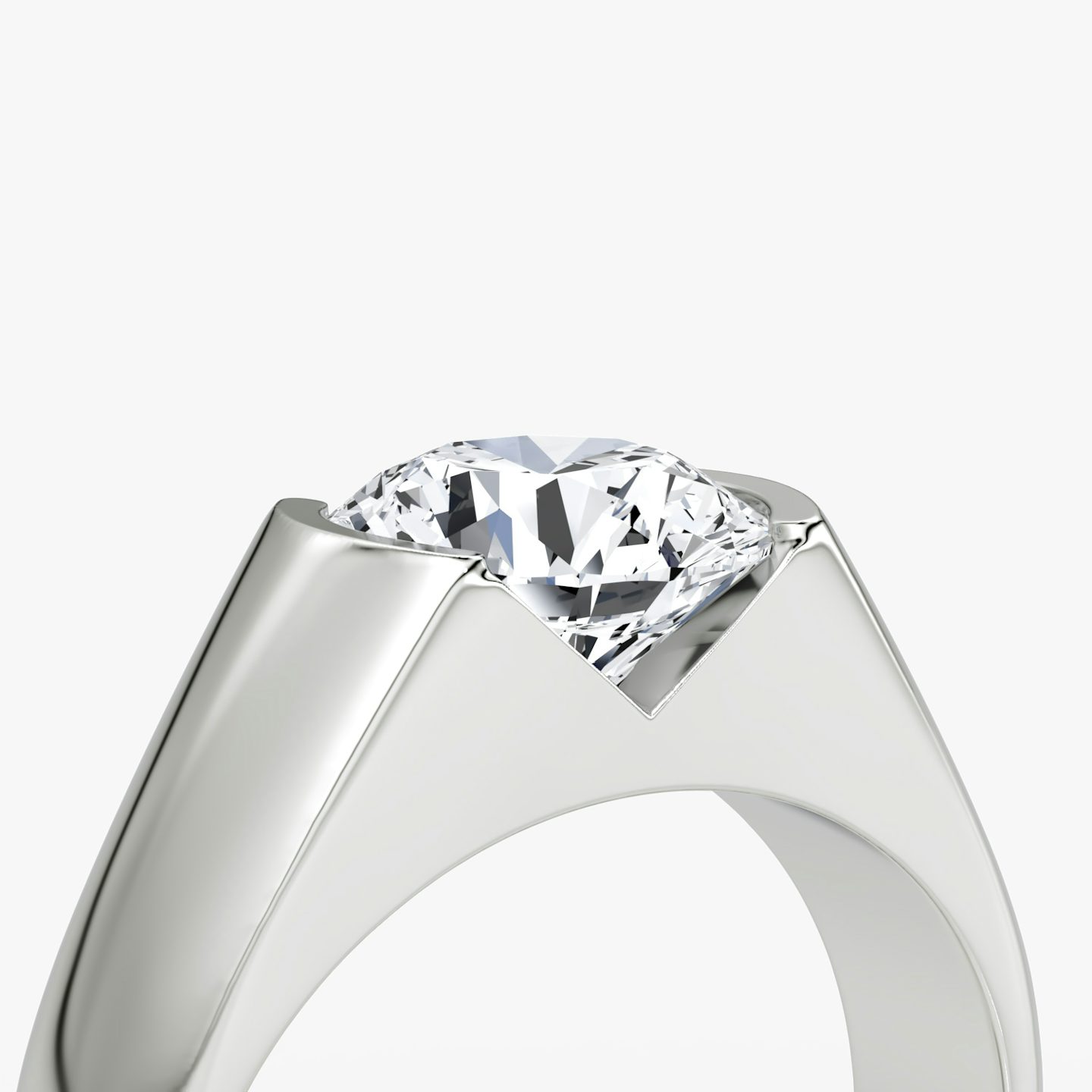The Statement Signet | Round Brilliant | 18k | White Gold | bandAccent: Plain | caratWeight: 1.0ct | diamondOrientation: vertical