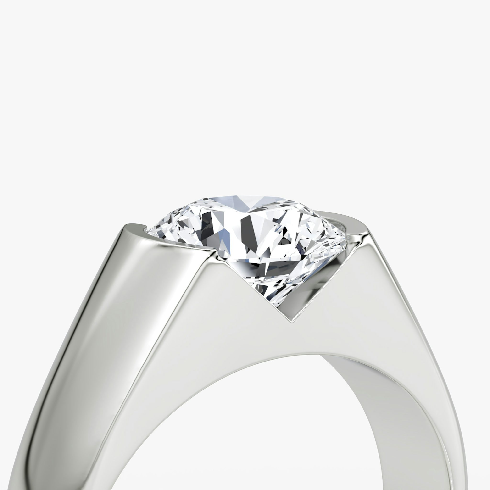 The Statement Signet | Round Brilliant | 18k | White Gold | bandAccent: Plain | caratWeight: other | diamondOrientation: vertical