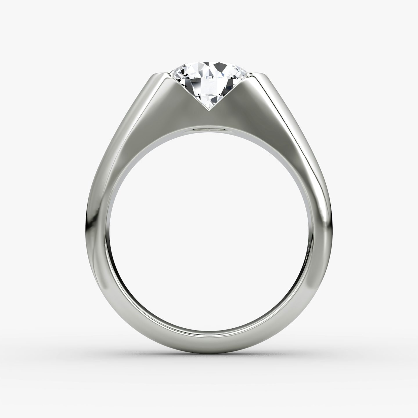 The Statement Signet | Round Brilliant | 18k | White Gold | bandAccent: Plain | caratWeight: 1.0ct | diamondOrientation: vertical