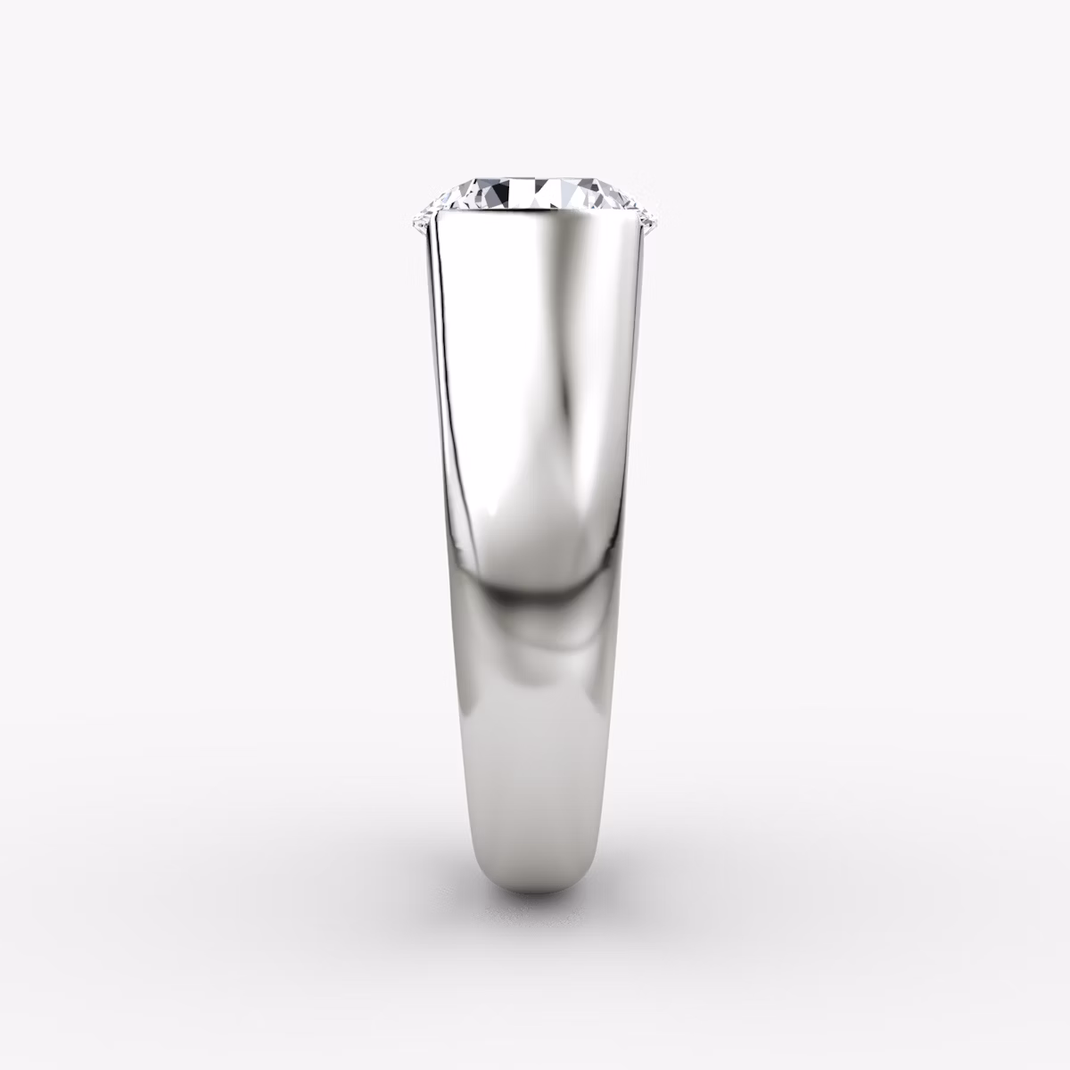 The Statement Signet | Round Brilliant | 18k | White Gold | bandAccent: Plain | caratWeight: other | diamondOrientation: vertical