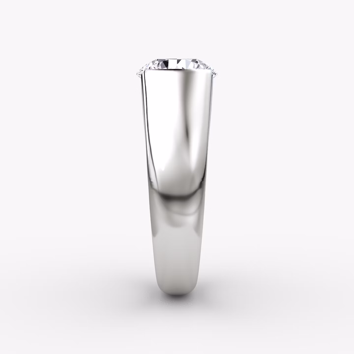 The Statement Signet | Round Brilliant | 18k | White Gold | bandAccent: Plain | caratWeight: 1.0ct | diamondOrientation: vertical