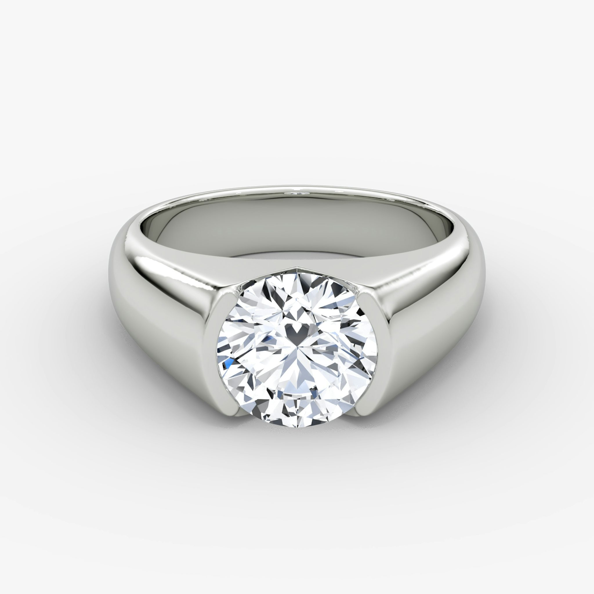 The Statement Signet | Round Brilliant | Platinum | bandAccent: Plain | caratWeight: other | diamondOrientation: vertical