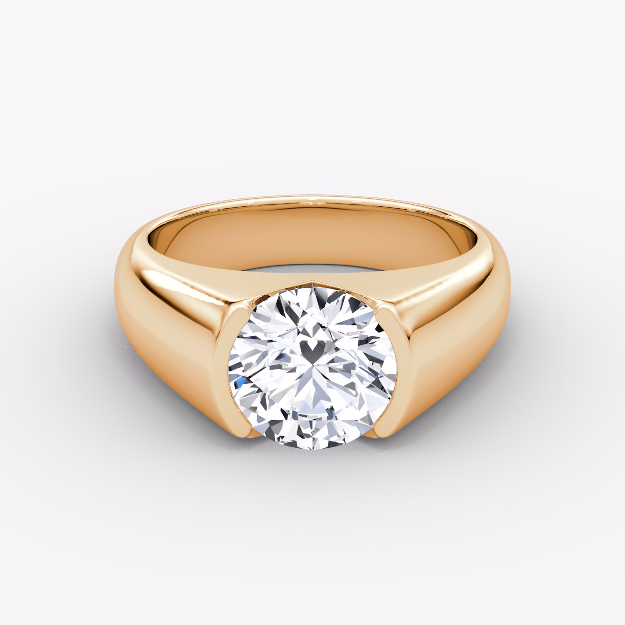 The Statement Signet | Round Brilliant | 14k | Rose Gold | bandAccent: Plain | caratWeight: other | diamondOrientation: vertical