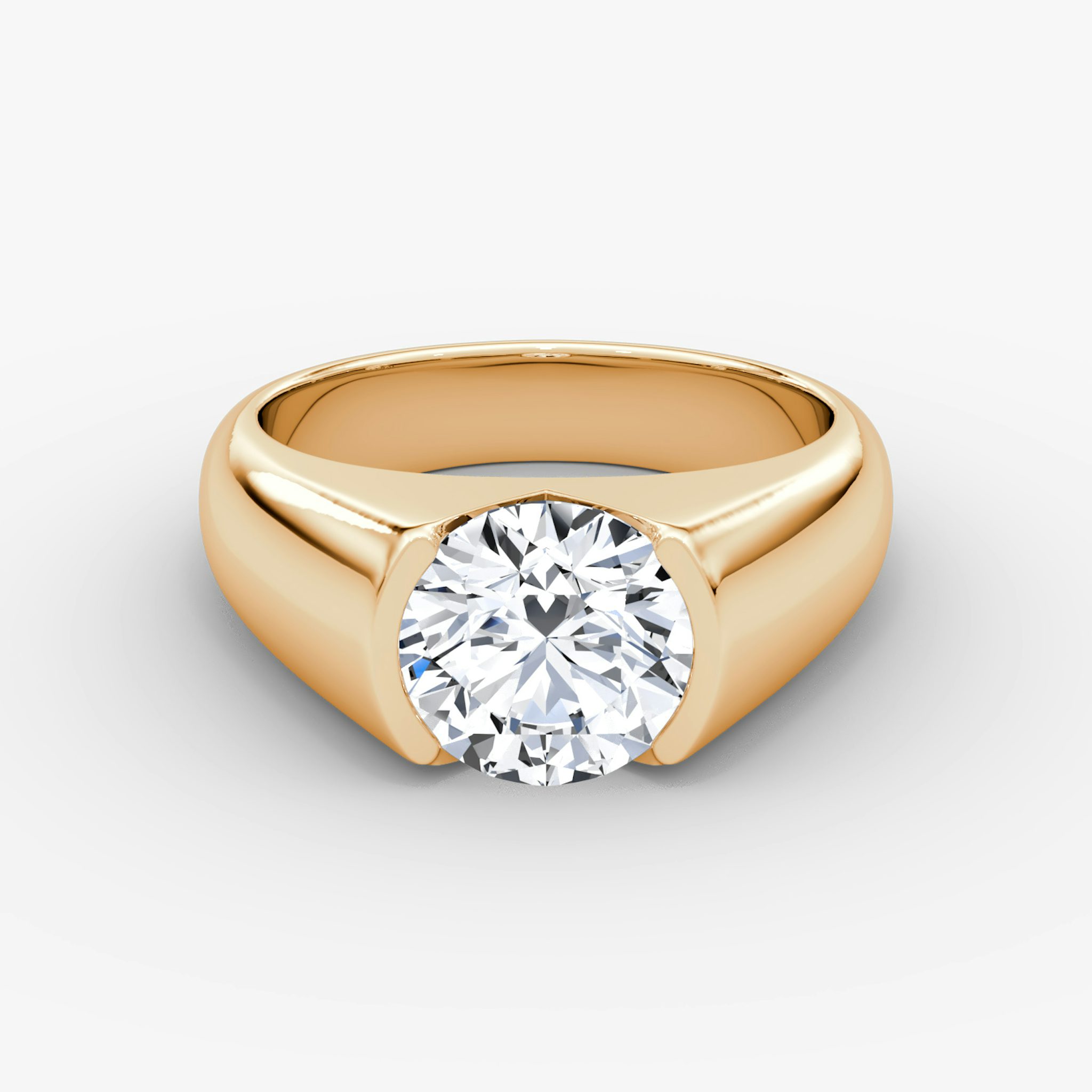 The Statement Signet | Round Brilliant | 14k | Rose Gold | bandAccent: Plain | caratWeight: other | diamondOrientation: vertical