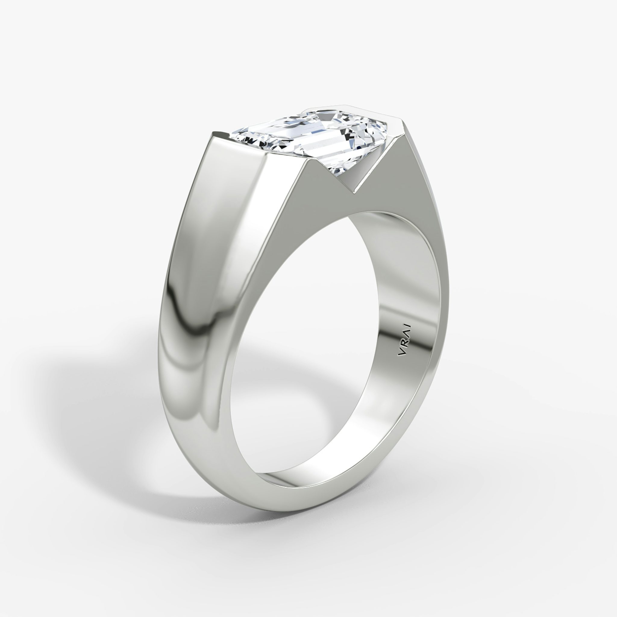 The Statement Signet | Emerald | Platinum | bandAccent: Plain | diamondOrientation: vertical | caratWeight: other