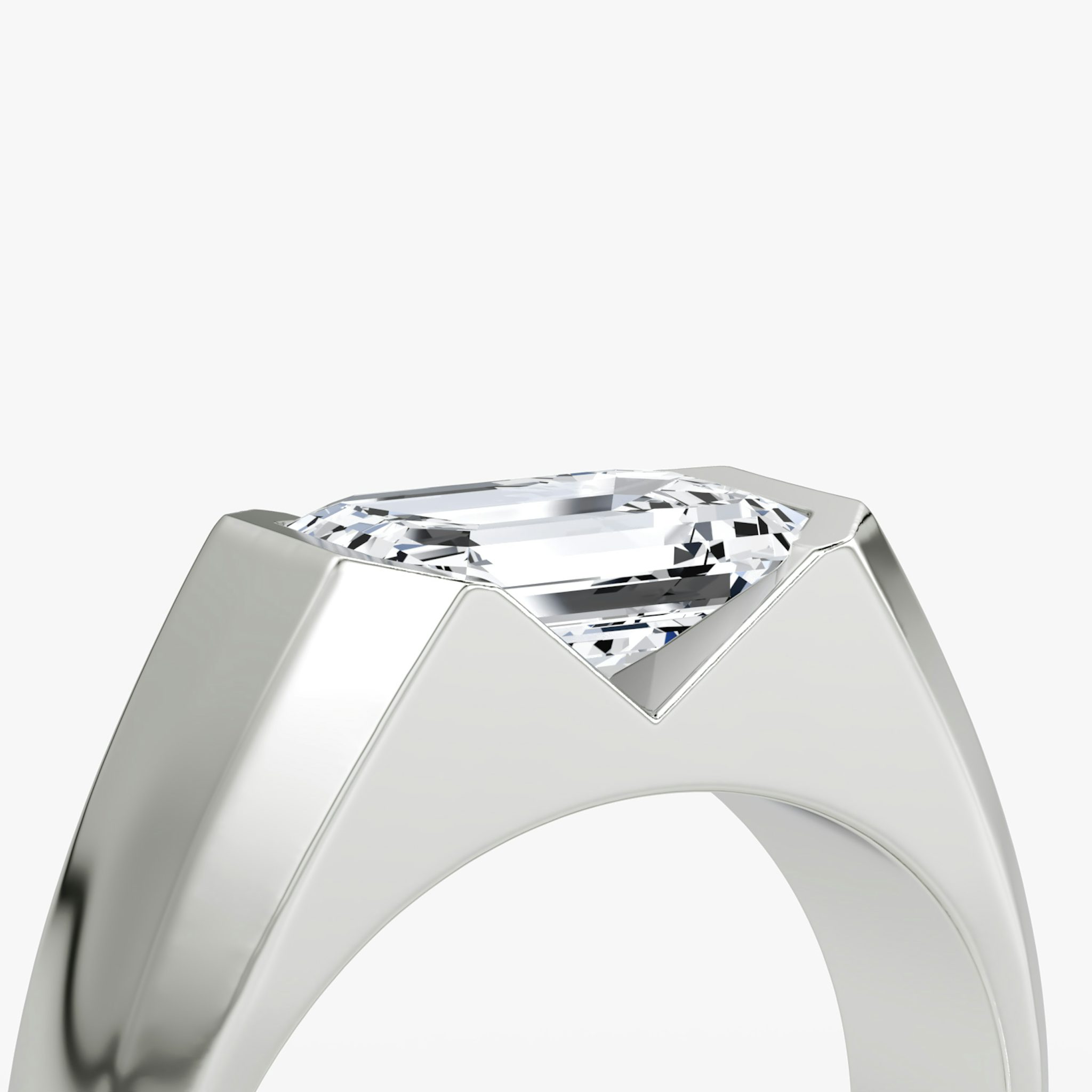 The Statement Signet | Emerald | Platinum | bandAccent: Plain | diamondOrientation: vertical | caratWeight: other