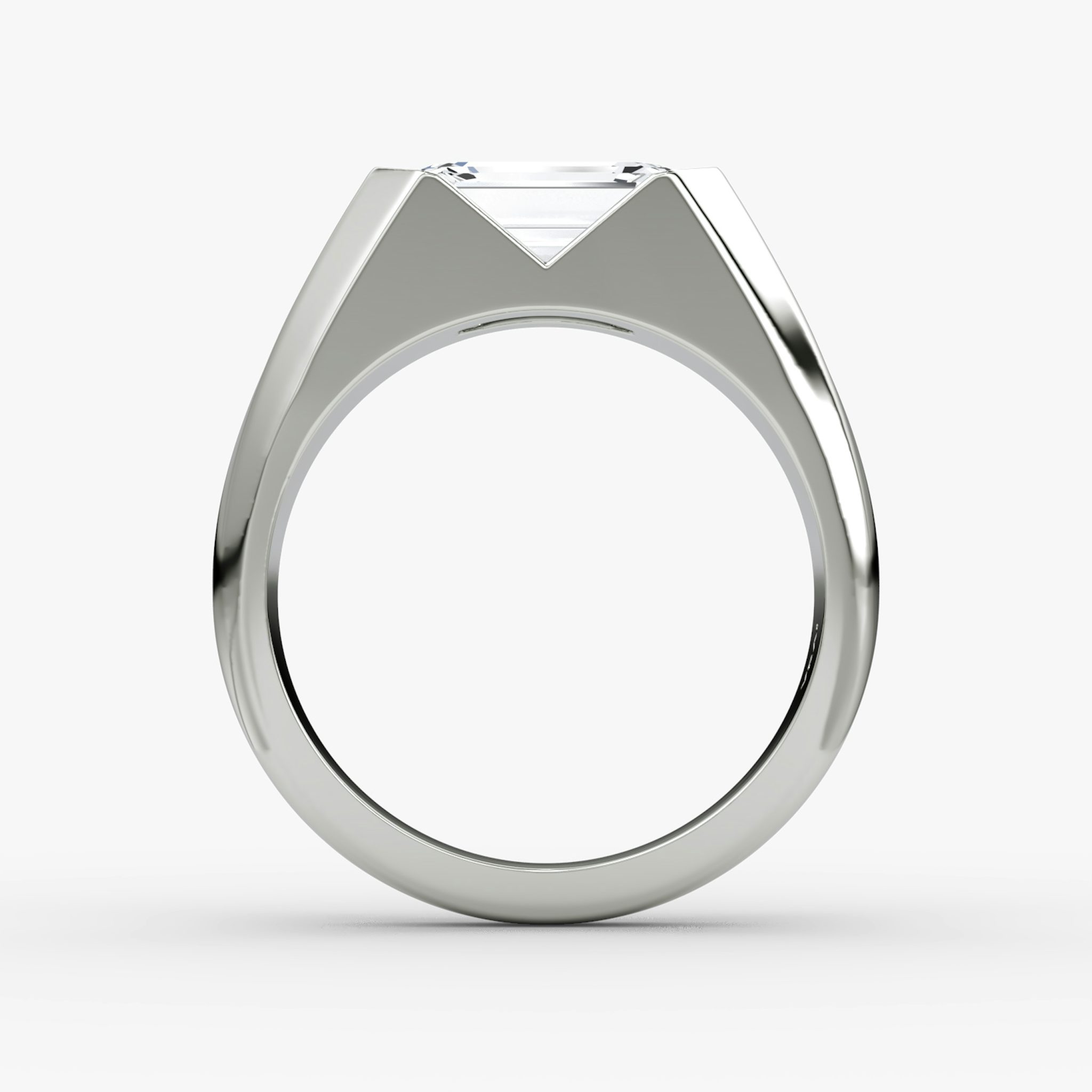 The Statement Signet | Emerald | Platinum | bandAccent: Plain | diamondOrientation: vertical | caratWeight: other