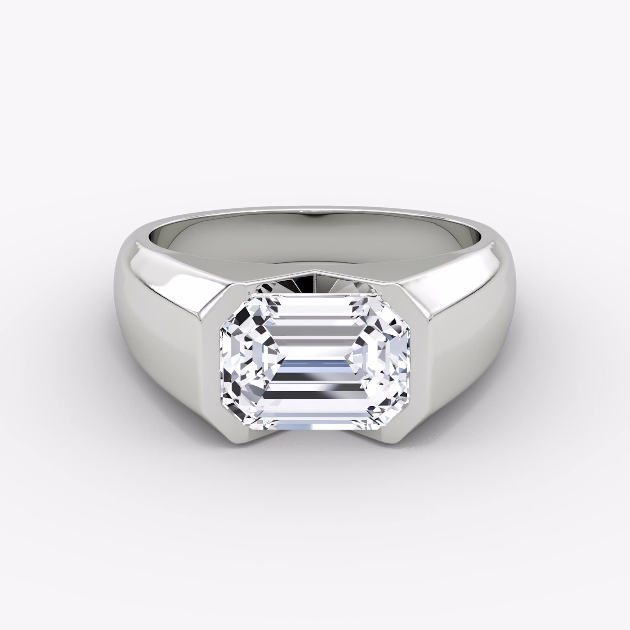The Statement Signet | Emerald | Platinum | bandAccent: Plain | diamondOrientation: vertical | caratWeight: other