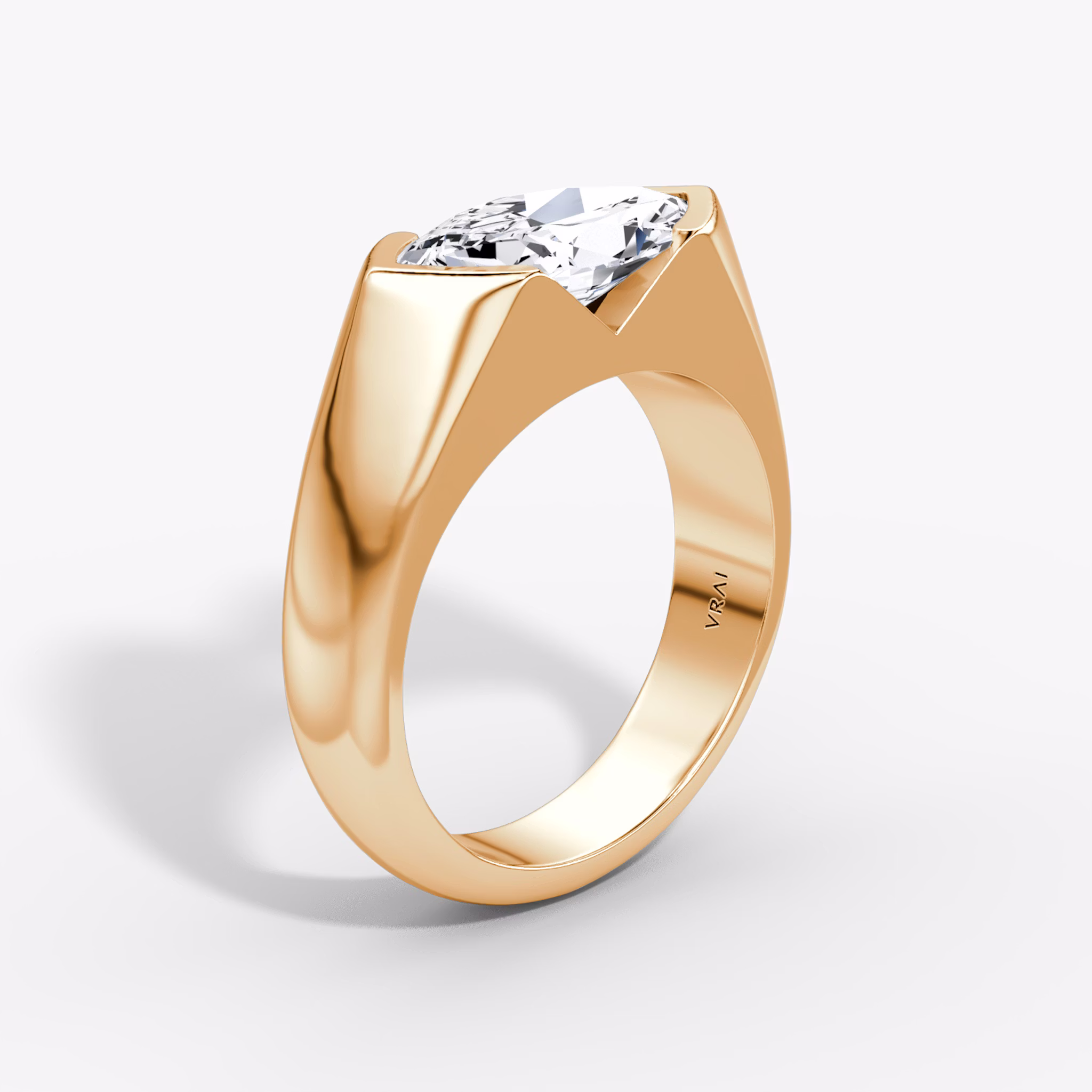 The Statement Signet | Marquise | 14k | Rose Gold | bandAccent: Plain | diamondOrientation: vertical | caratWeight: other