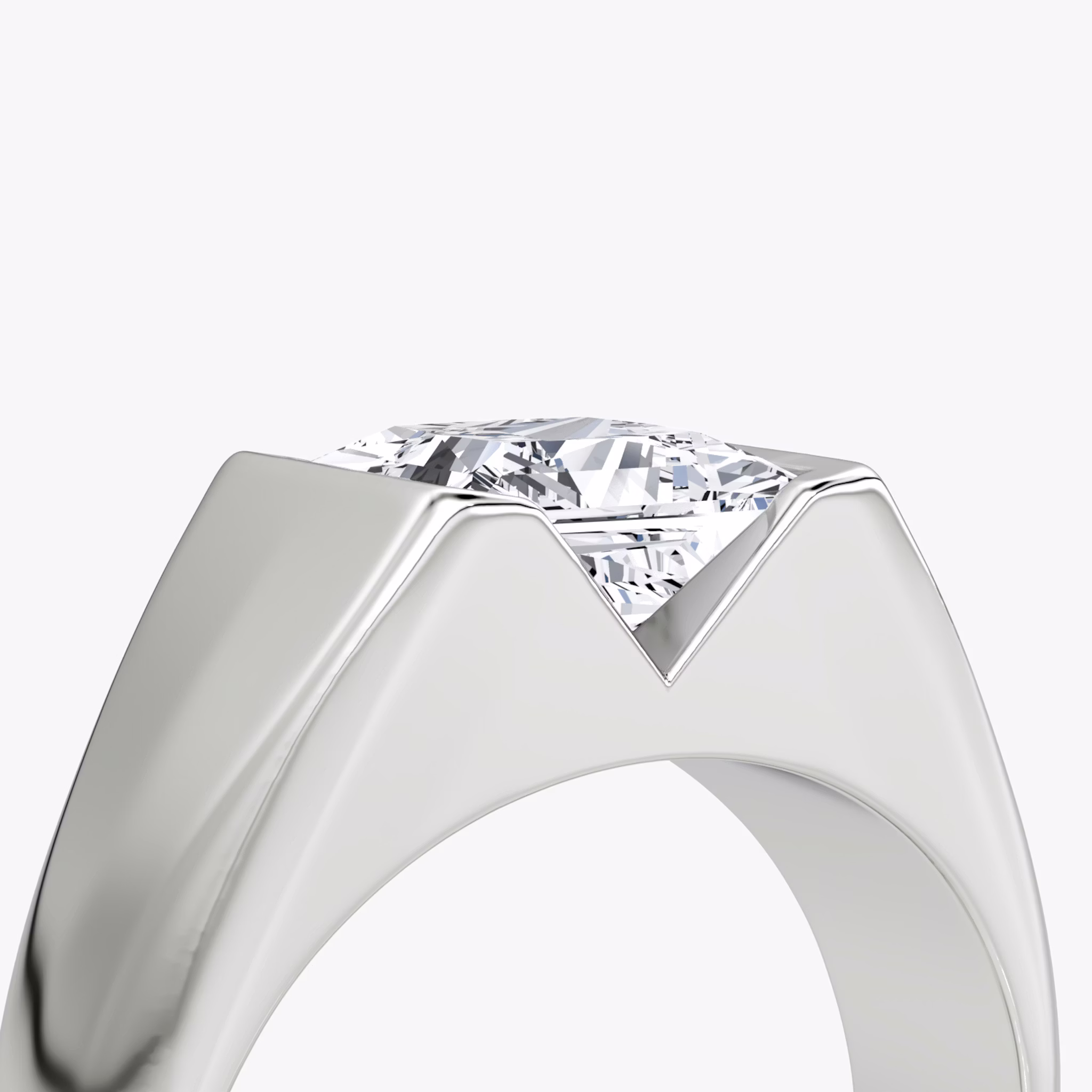 The Statement Signet | Princess | 18k | White Gold | bandAccent: Plain | diamondOrientation: vertical | caratWeight: other