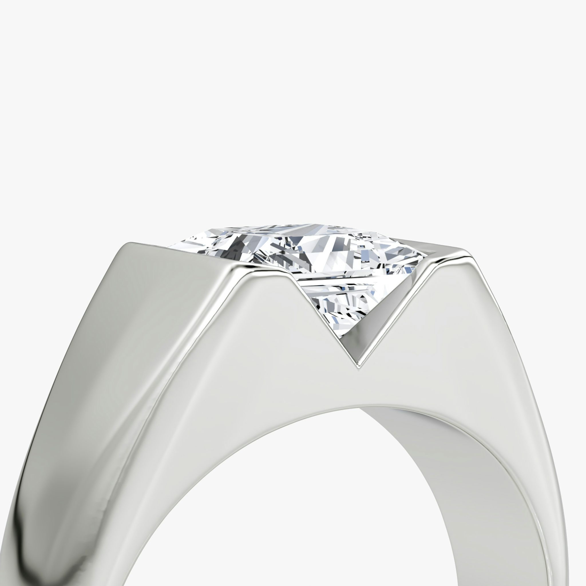 The Statement Signet | Princess | 18k | White Gold | bandAccent: Plain | diamondOrientation: vertical | caratWeight: other
